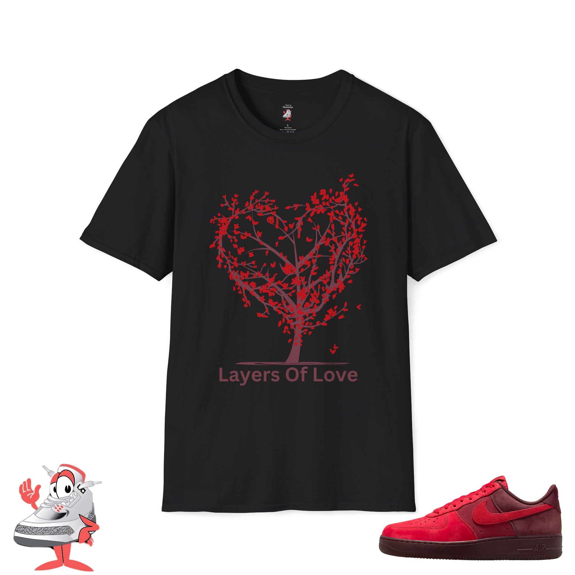 Nike Air Force One Layers Of Love Matching Shirt Valentines Day Heart Tee Red