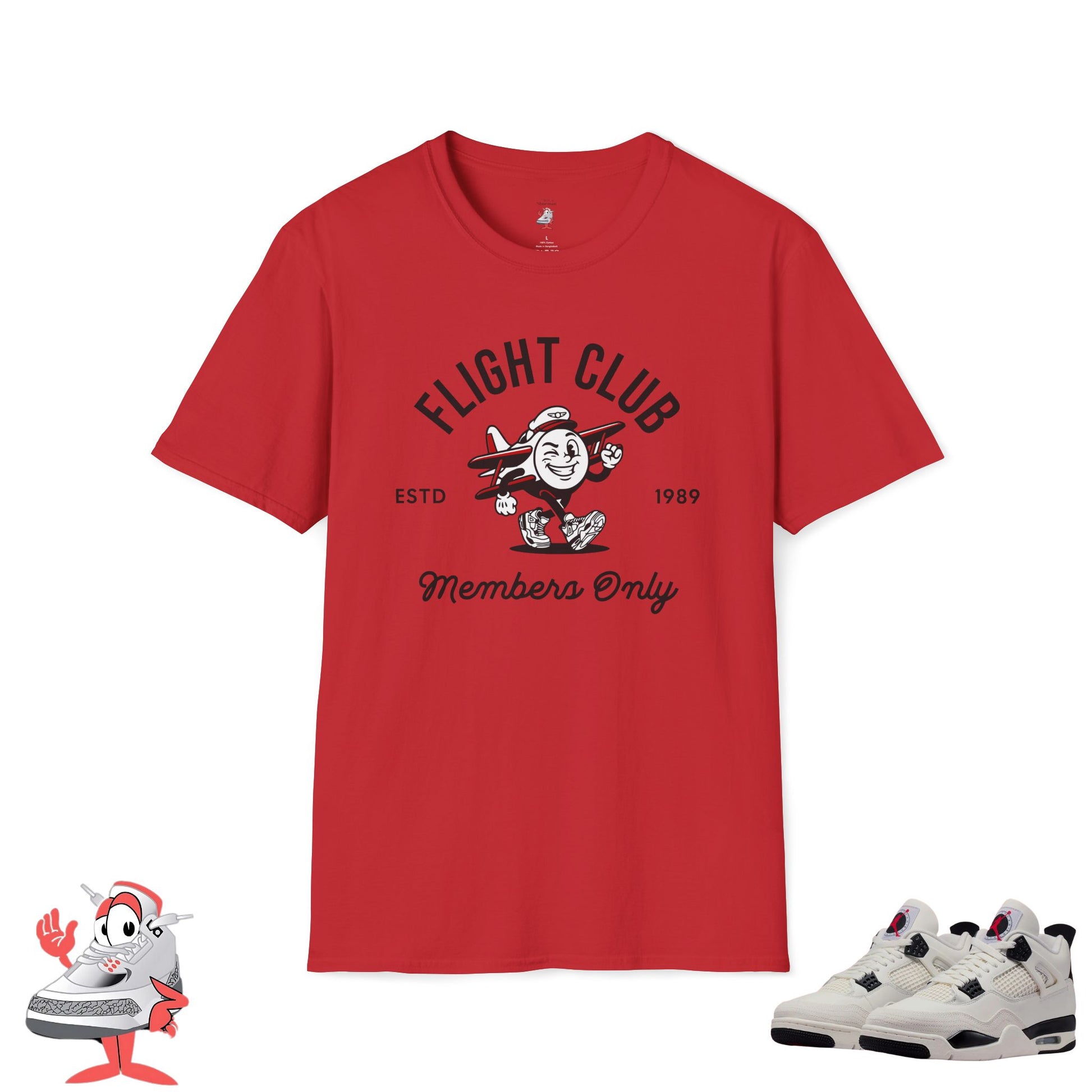Matching Shirt For Air Jordan Retro 4 Flight Club White Black Red Sneaker Match