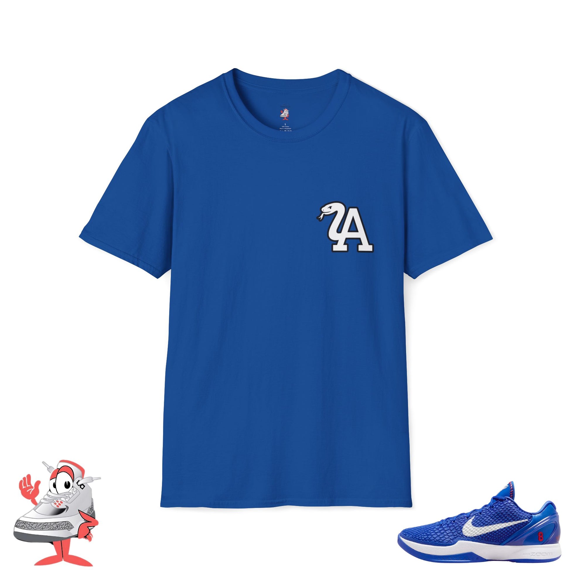Matching Shirt For Nike Kobe 6 Proto Dodgers Blue White Unisex Tee LA Mamba Tee