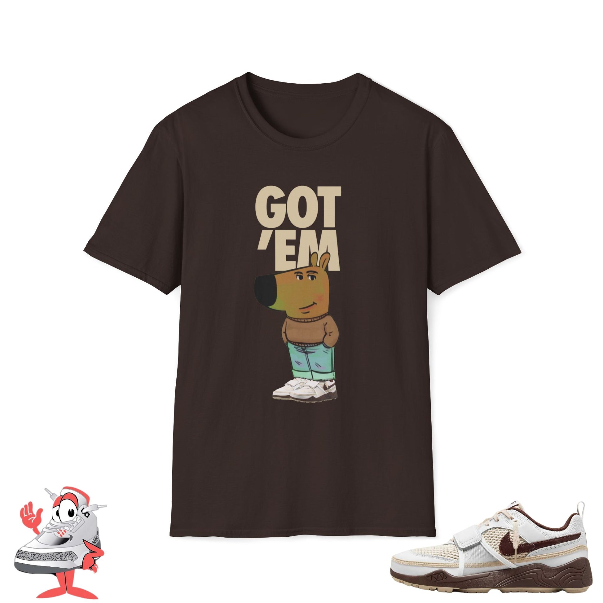 Travis Scott Nike Zoom Field Jaxx Matching T-Shirt Light Chocolate Chill Guy