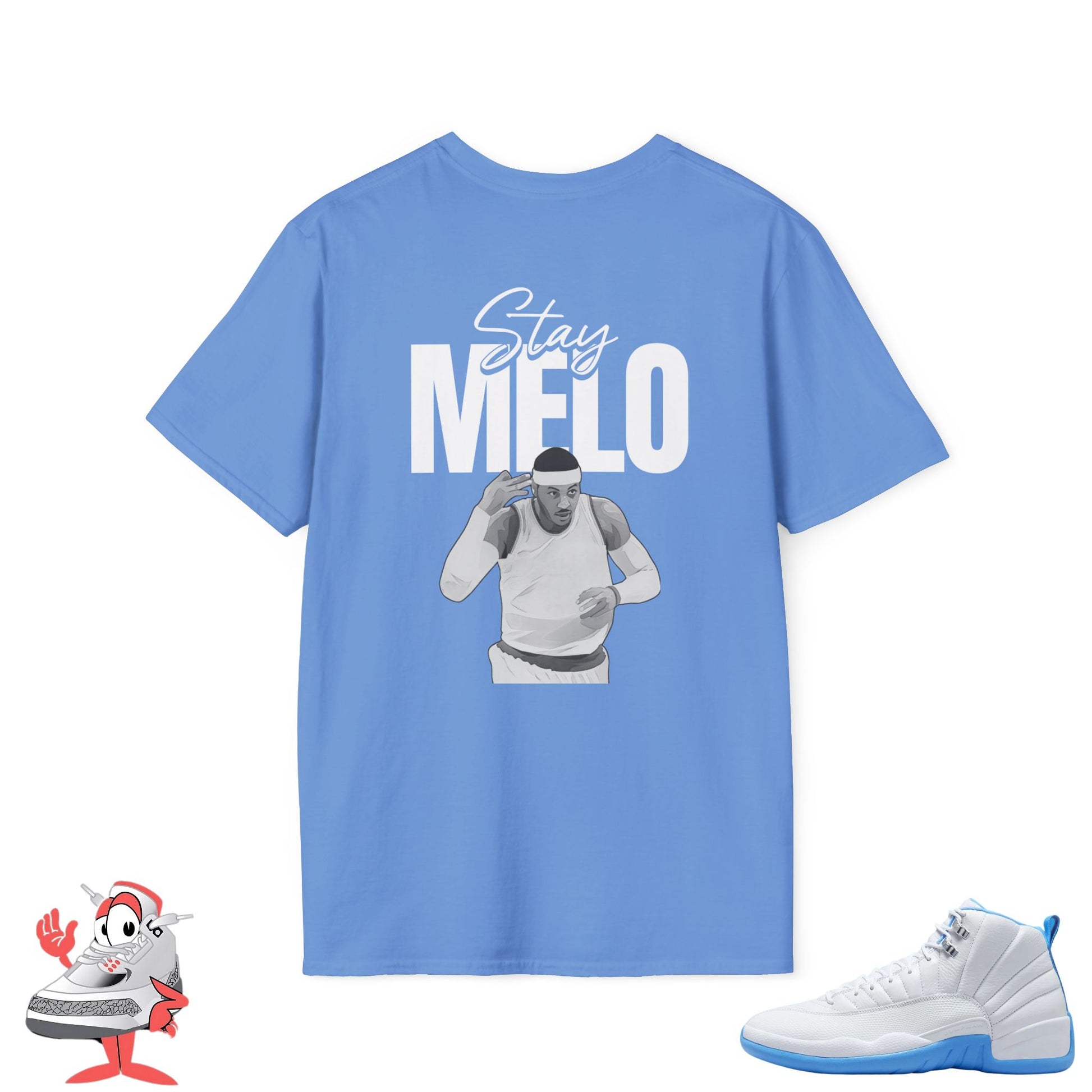 Matching Shirt For Air Jordan Retro 12 Melo White University Blue Sneaker Match