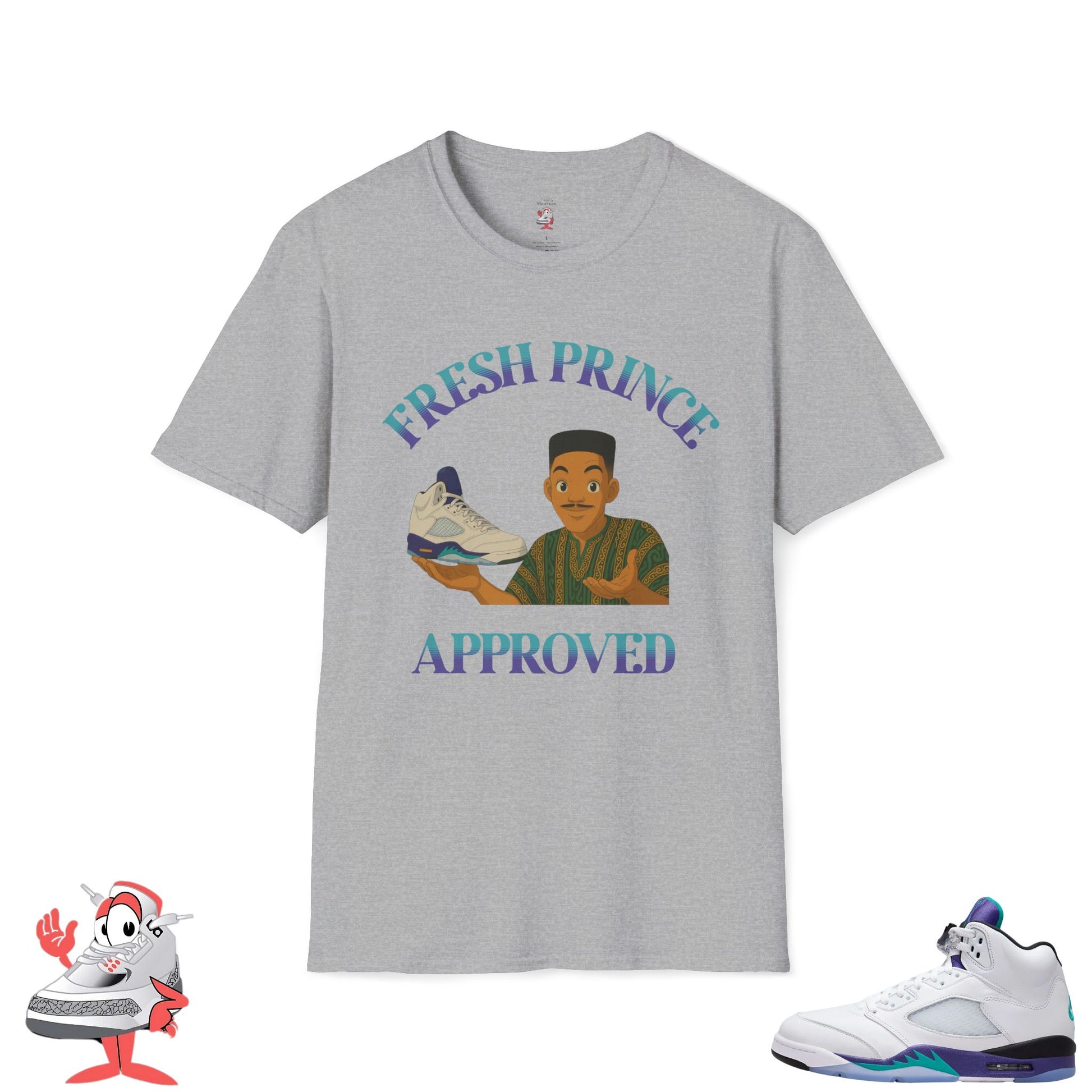 Matching Shirt For Air Jordan Retro 5 Grape Sneaker Match Tee Fresh Prince V Tee