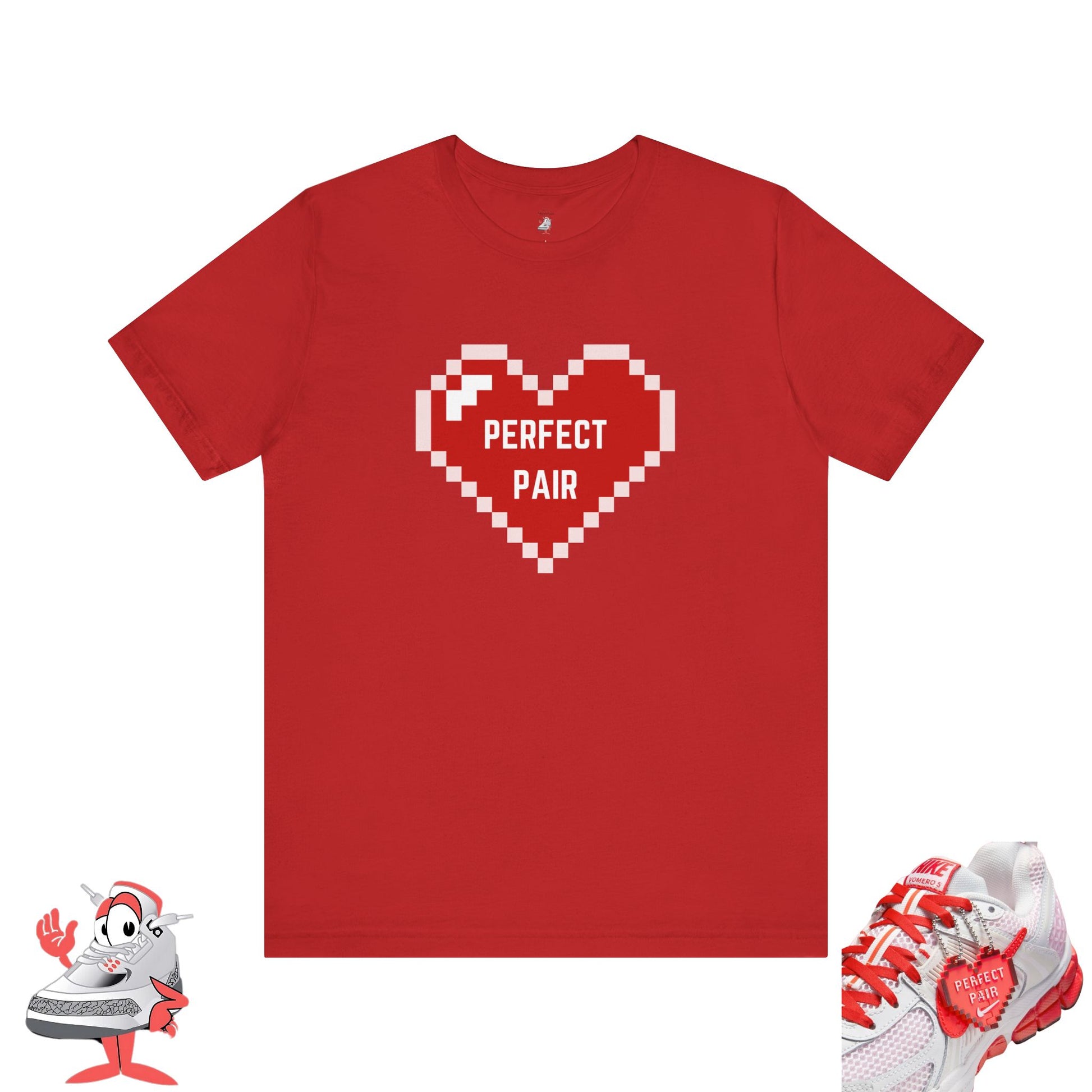 Womens Pixel Heart Perfect Pair Tee Graphic T-Shirt for Nike Valentine's Day