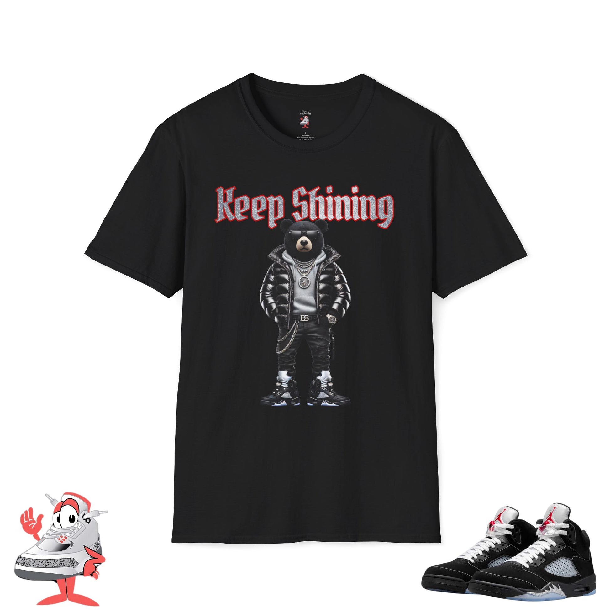 Keep Shining T-Shirt Air Jordan Retro 5 Reimagined Black Metallic Silver Match