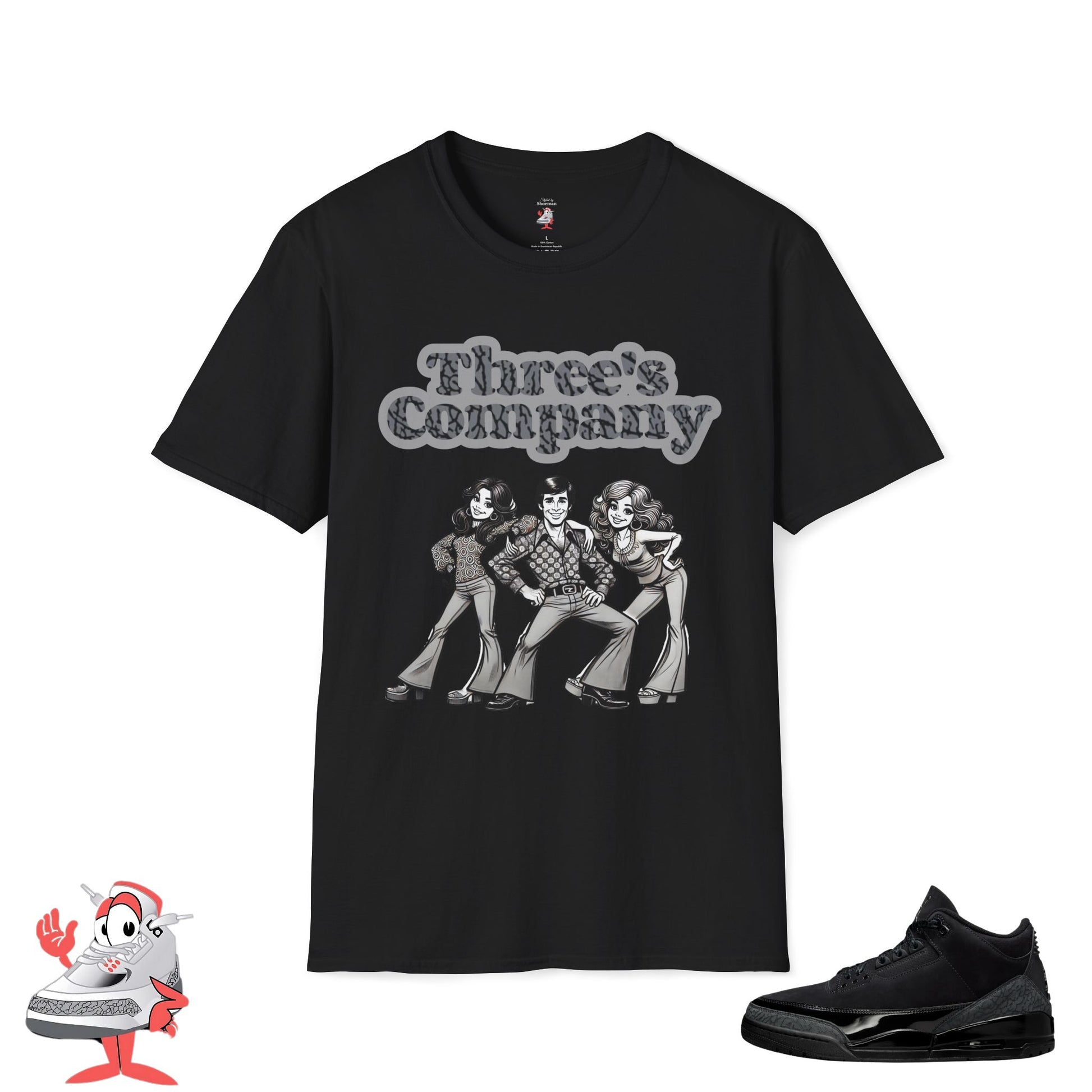 Three's Company Matching Shirt For Jordan Retro 3 Black Cat Unisex T-Shirt Nike