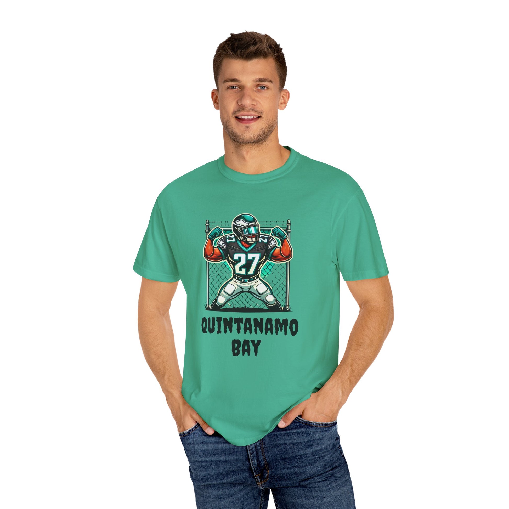 Quintanamo Bay Football Graphic T-Shirt NFL Philadelphia Eagles Quinyon Mitchell