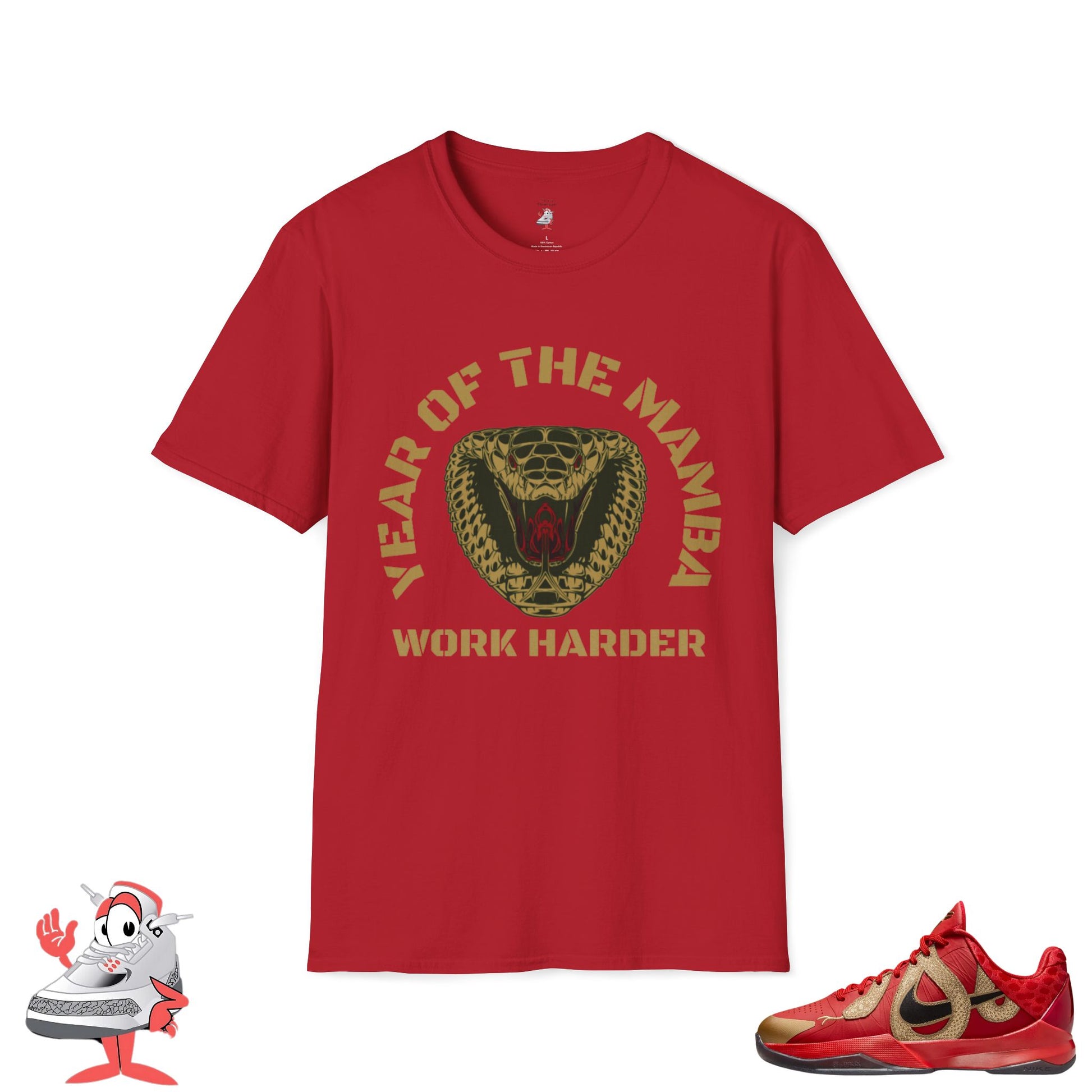Matching Shirt For Kobe V Proto Year Of Mamba Snake Red Gold Sneaker Tee 2025