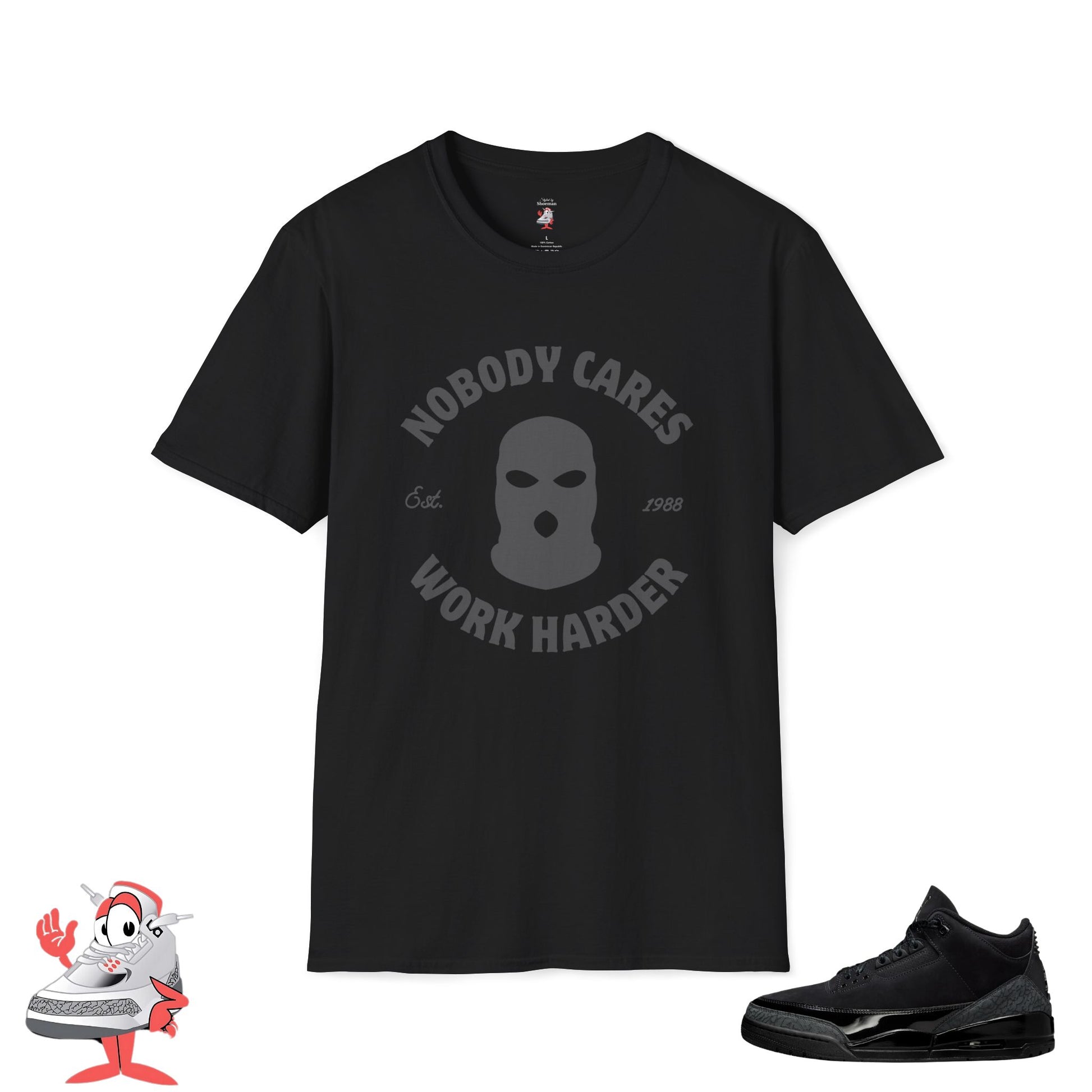 Matching Shirt For Jordan Retro 3 Black Cat Unisex T-Shirt Work Harder Sneaker