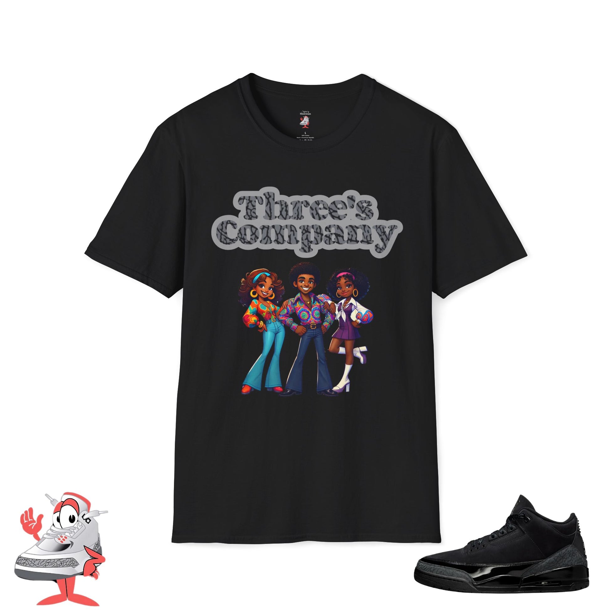 Three's Company Matching Shirt For Jordan Retro 3 Black Cat Unisex T-Shirt Nike