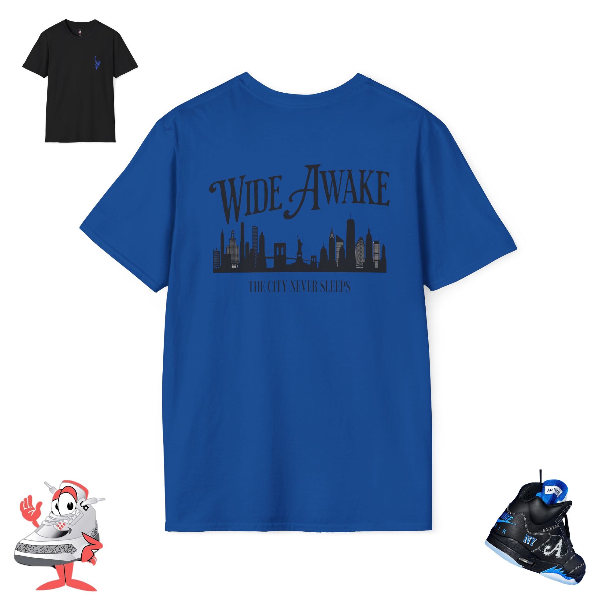 Matching Shirt For Awake NY x Air Jordan Retro 5 Black Racer Blue Sneaker Match