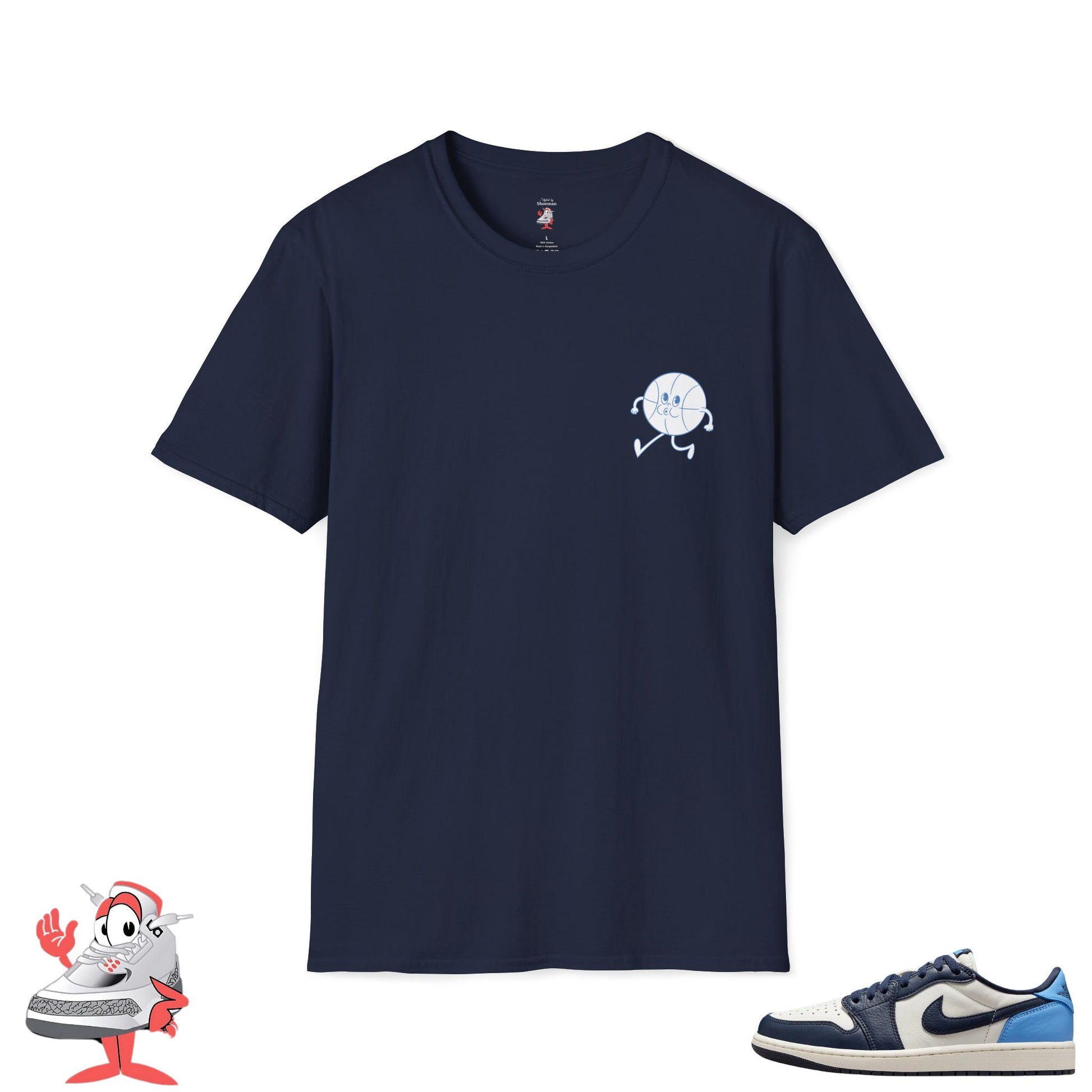 Matching Shirt For Air Jordan Retro 1 Low OG Obsidian White Navy Carolina Blue