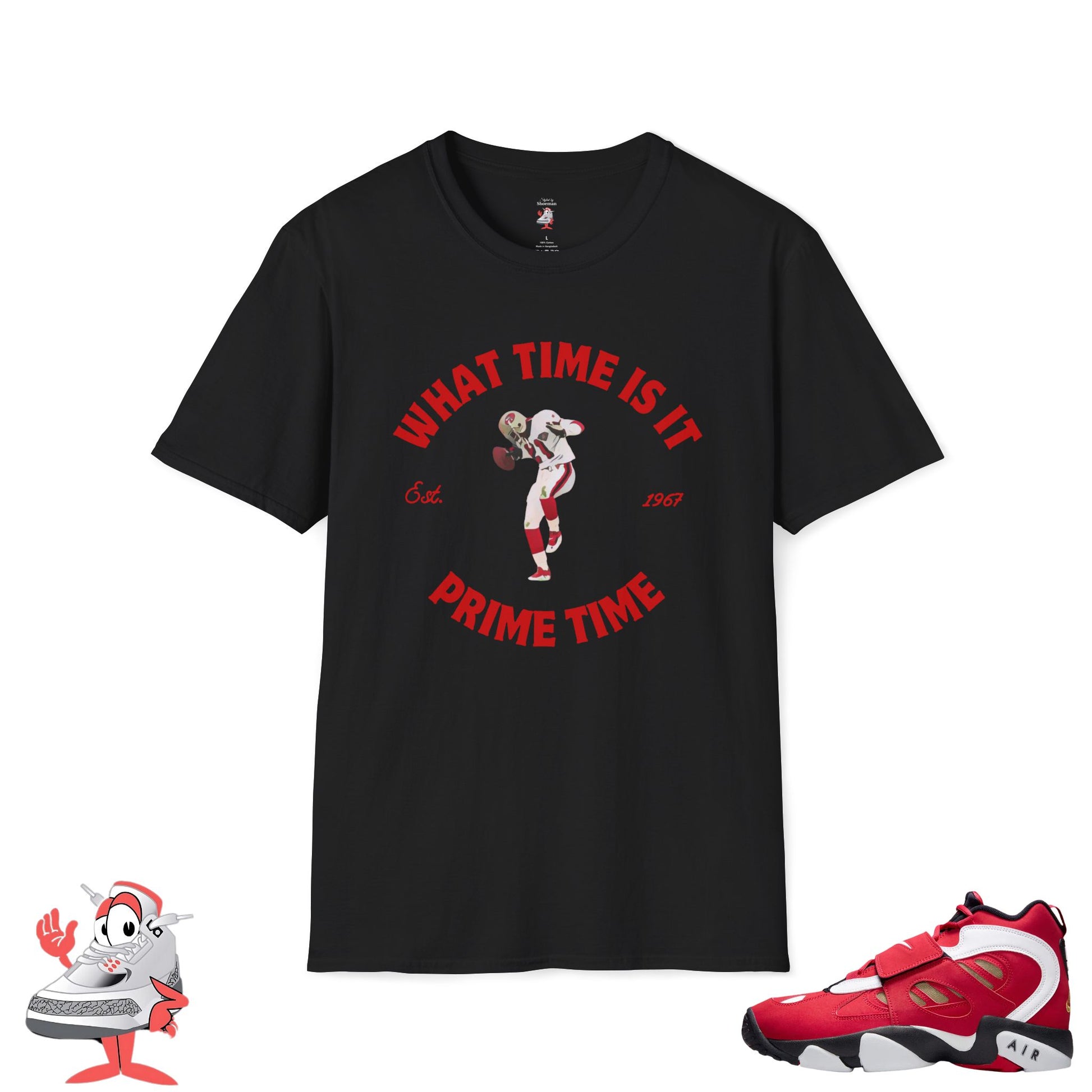 Prime Time T-Shirt Matches Nike Air Diamond Turf 2 Prime Red 49ers Shoes Deion