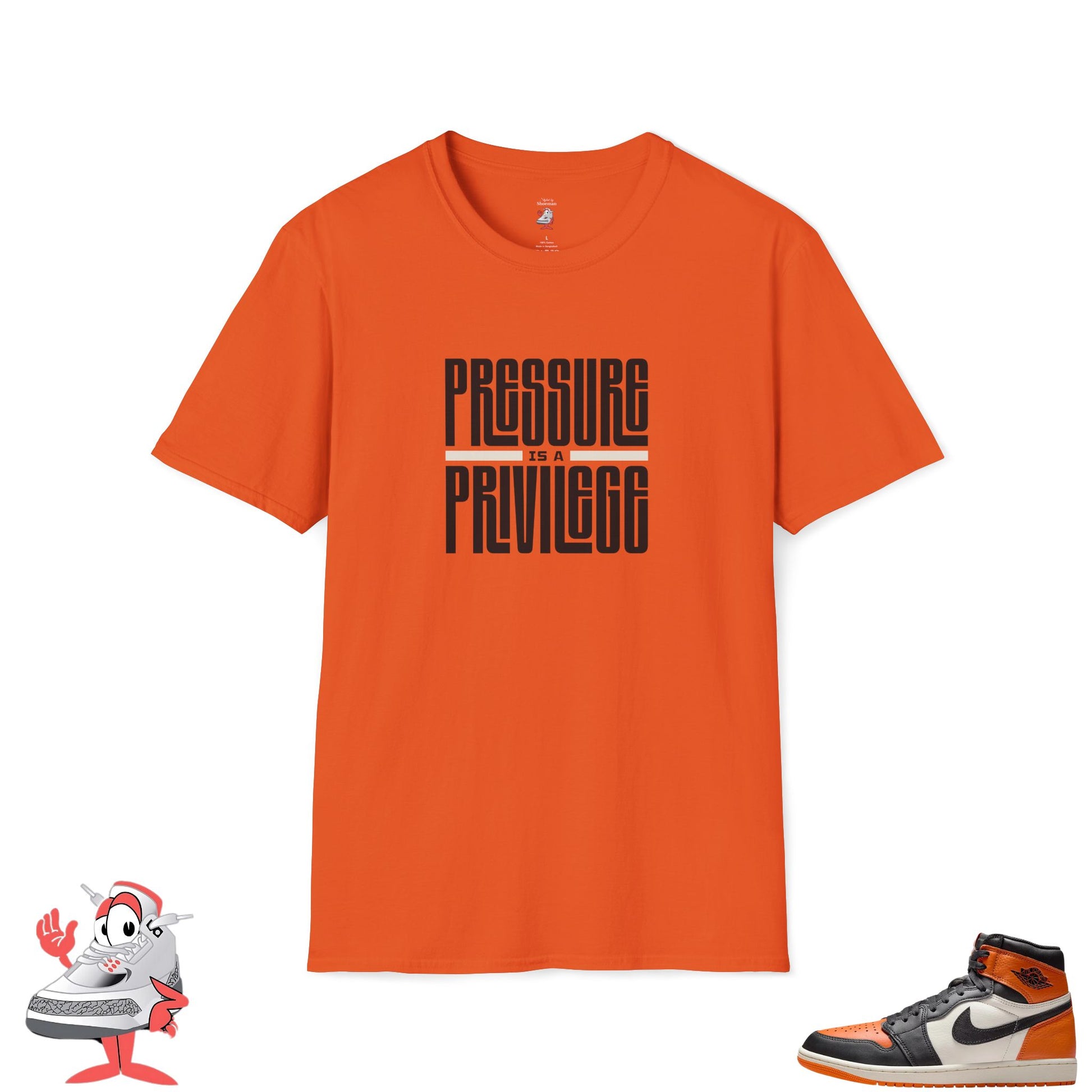 Matching Shirt For Air Jordan Retro 1 Shattered Backboard Black Orange White Tee