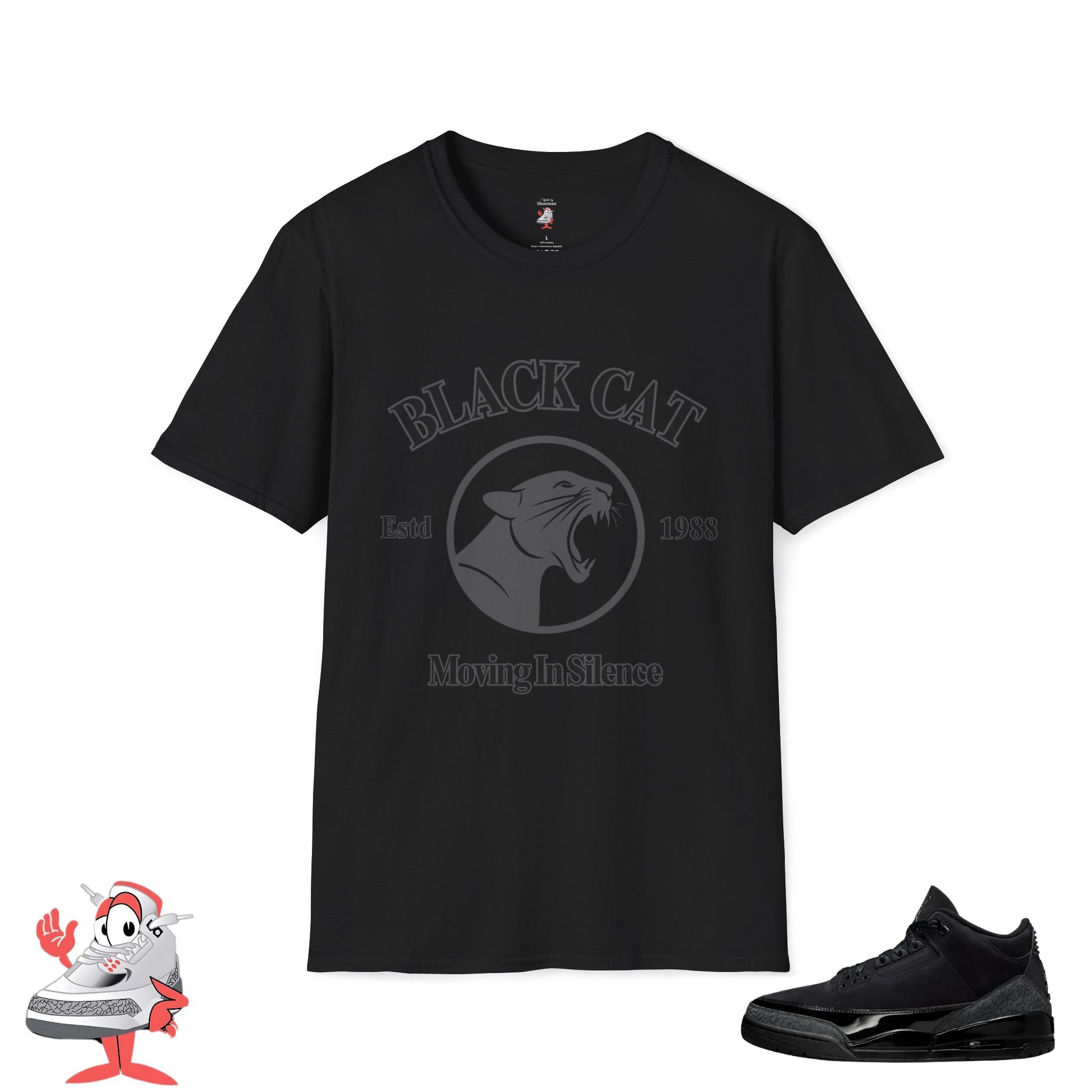 Air Jordan Retro 3 Black Cat Unisex Matching Shirt Streetwear Fashion III Nike