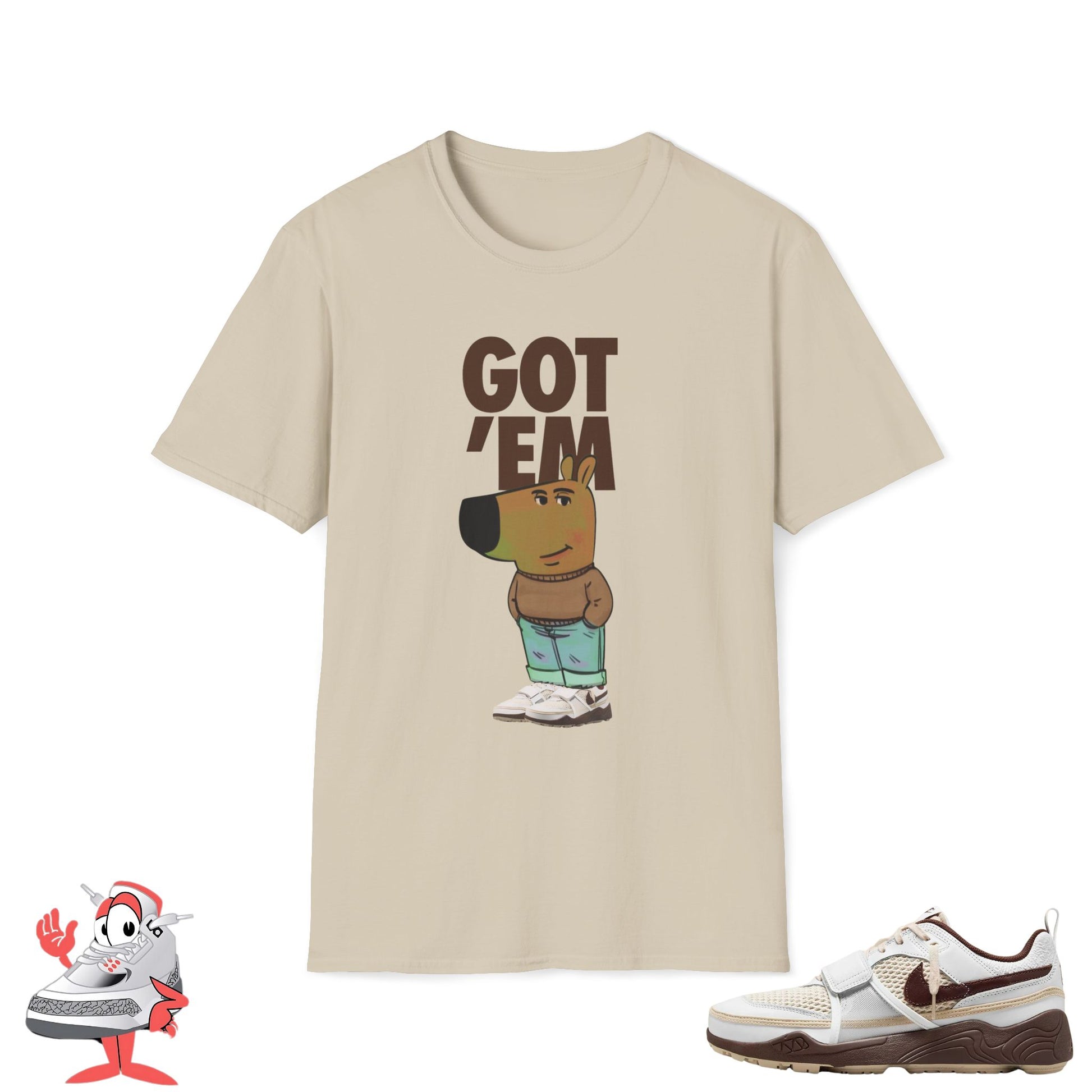 Travis Scott Nike Zoom Field Jaxx Matching T-Shirt Light Chocolate Chill Guy