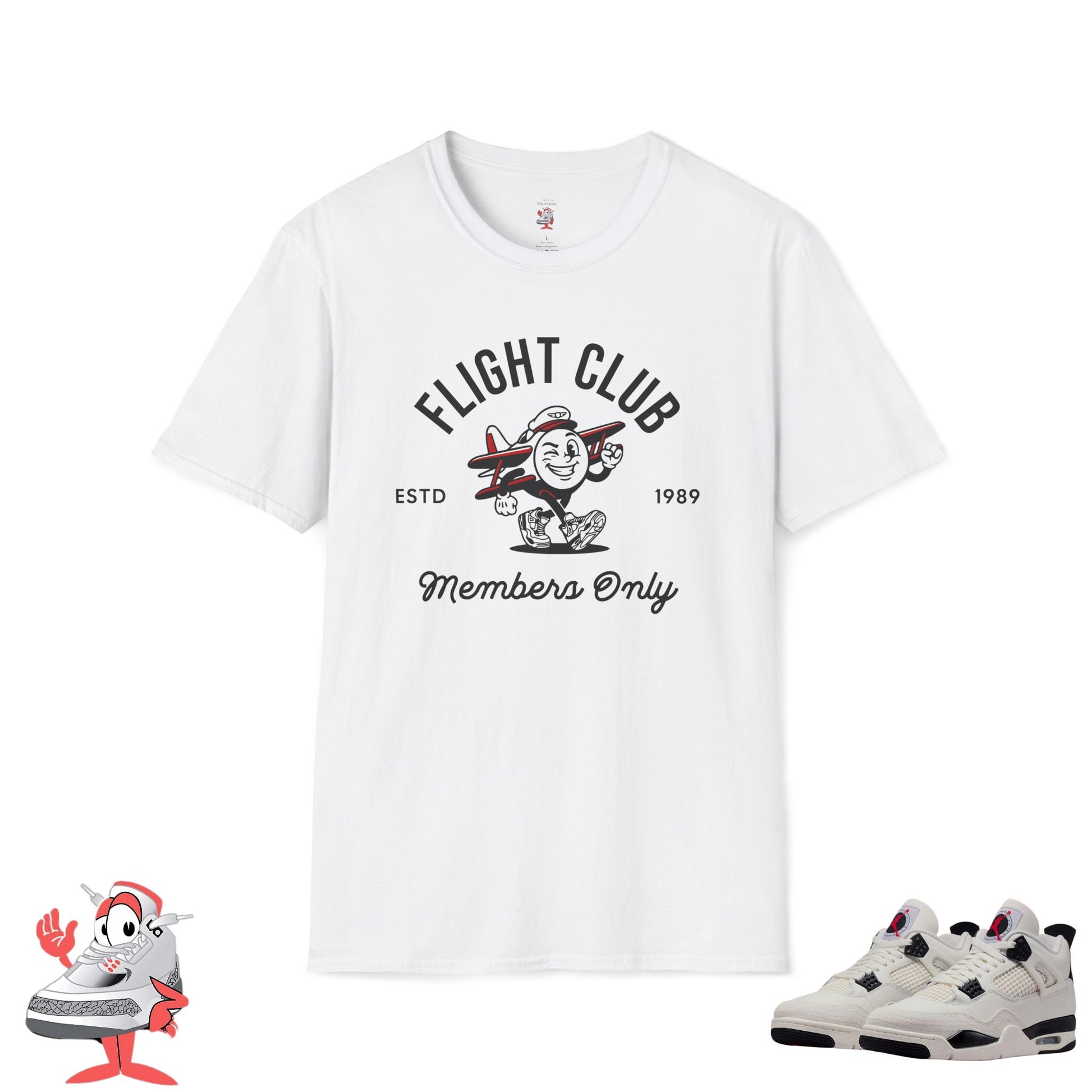 Matching Shirt For Air Jordan Retro 4 Flight Club White Black Red Sneaker Match