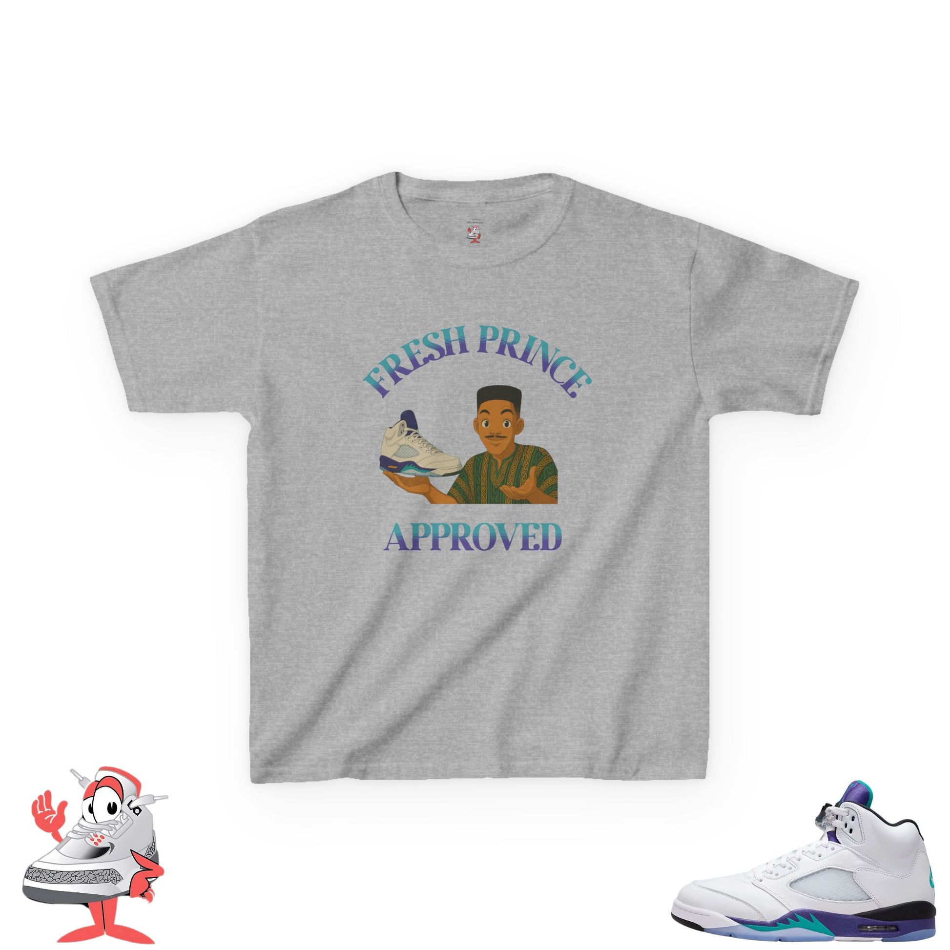 Kids Matching Shirt For Air Jordan Retro 5 Grape Sneaker Match Tee Fresh Prince