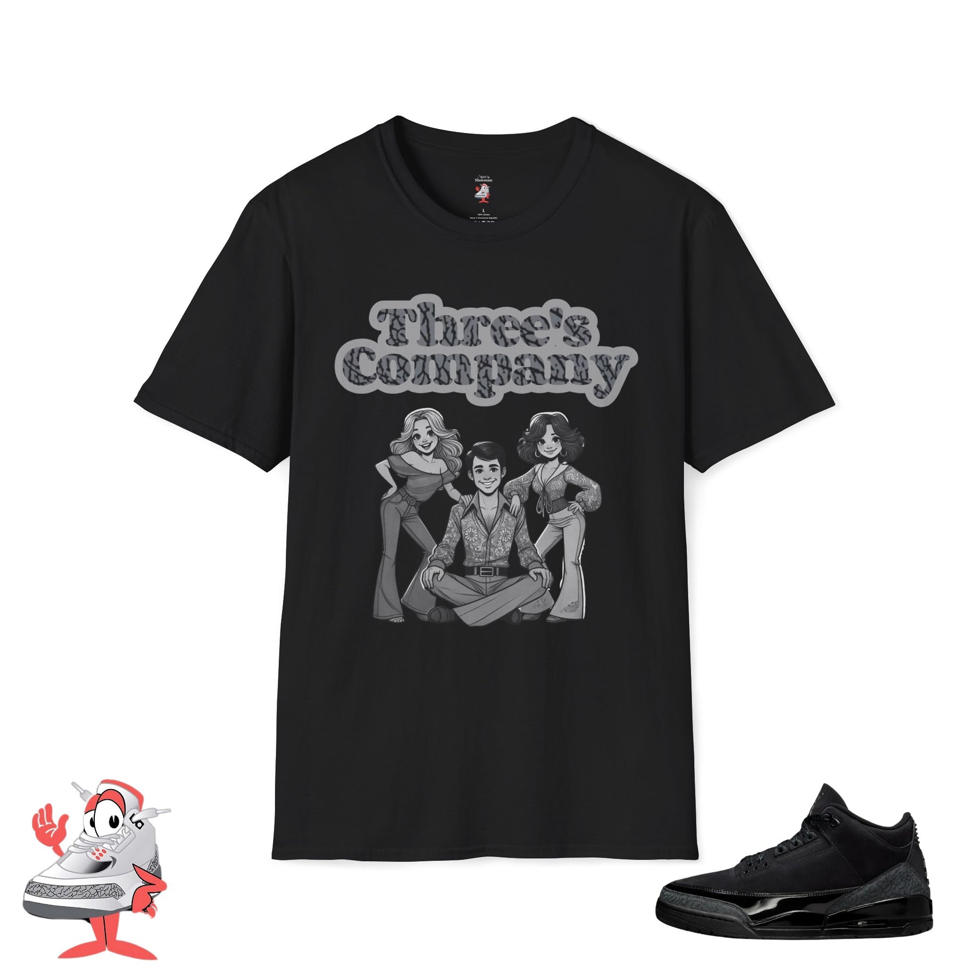 Three's Company Matching Shirt For Jordan Retro 3 Black Cat Unisex T-Shirt Nike
