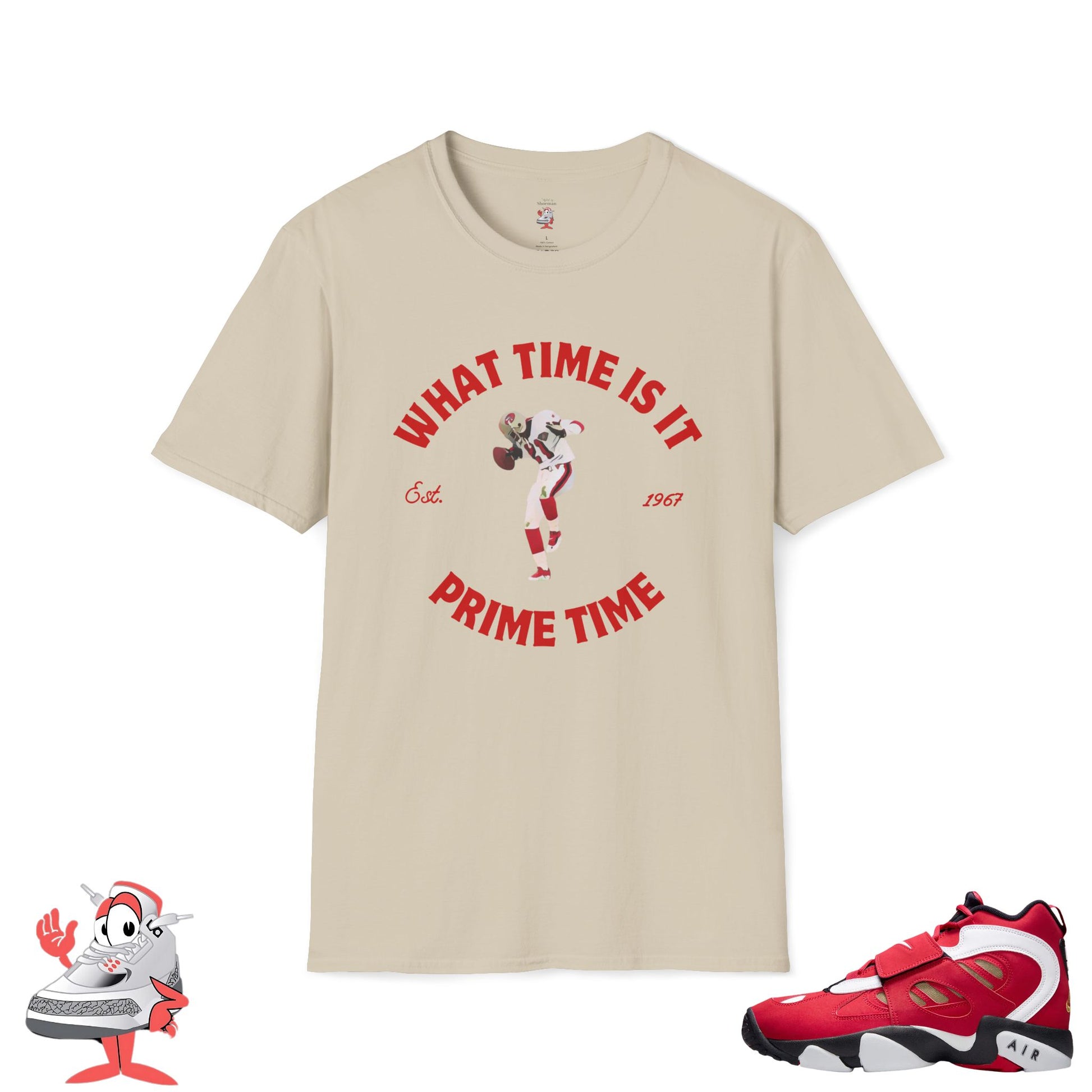 Prime Time T-Shirt Matches Nike Air Diamond Turf 2 Prime Red 49ers Shoes Deion