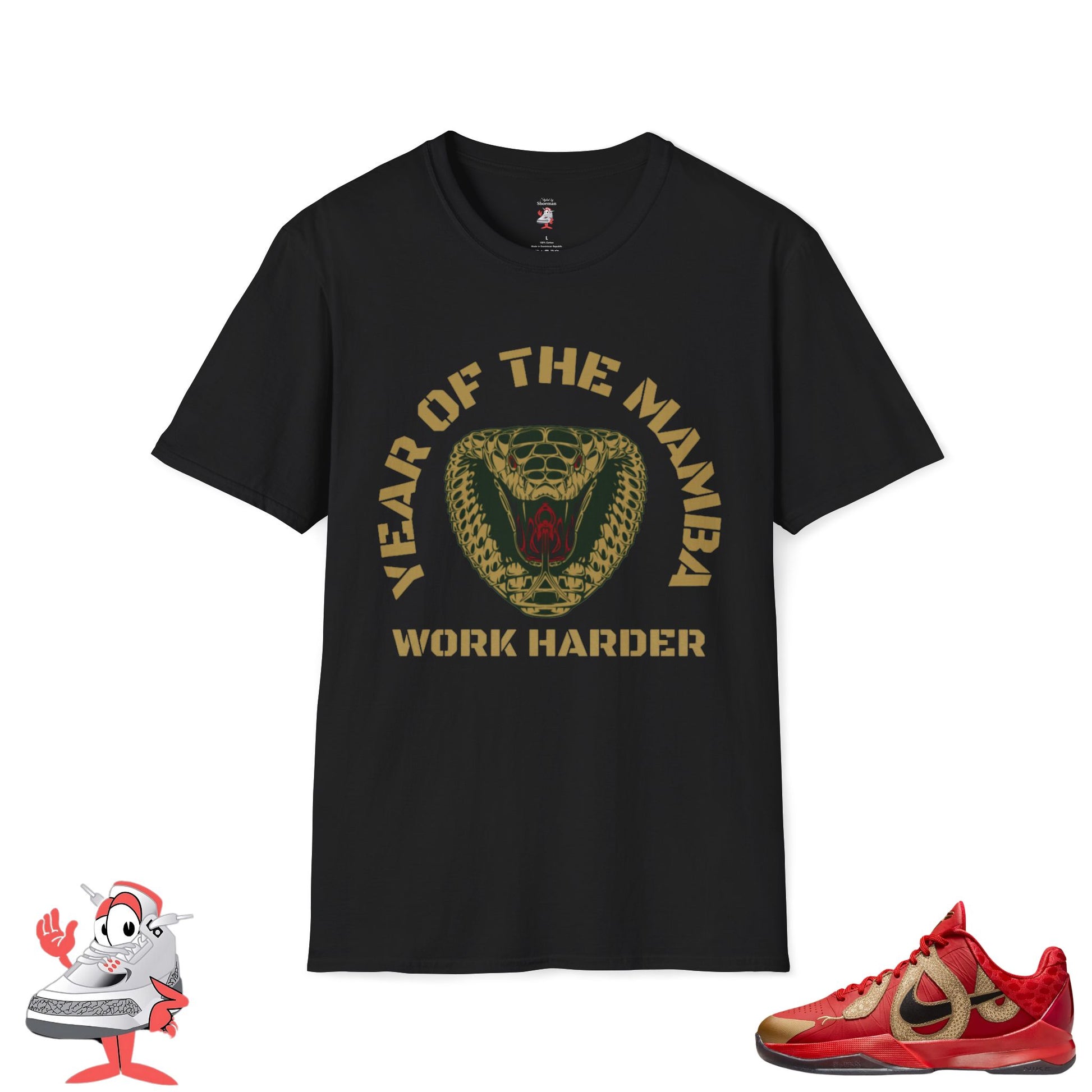 Matching Shirt For Kobe V Proto Year Of Mamba Snake Red Gold Sneaker Tee 2025
