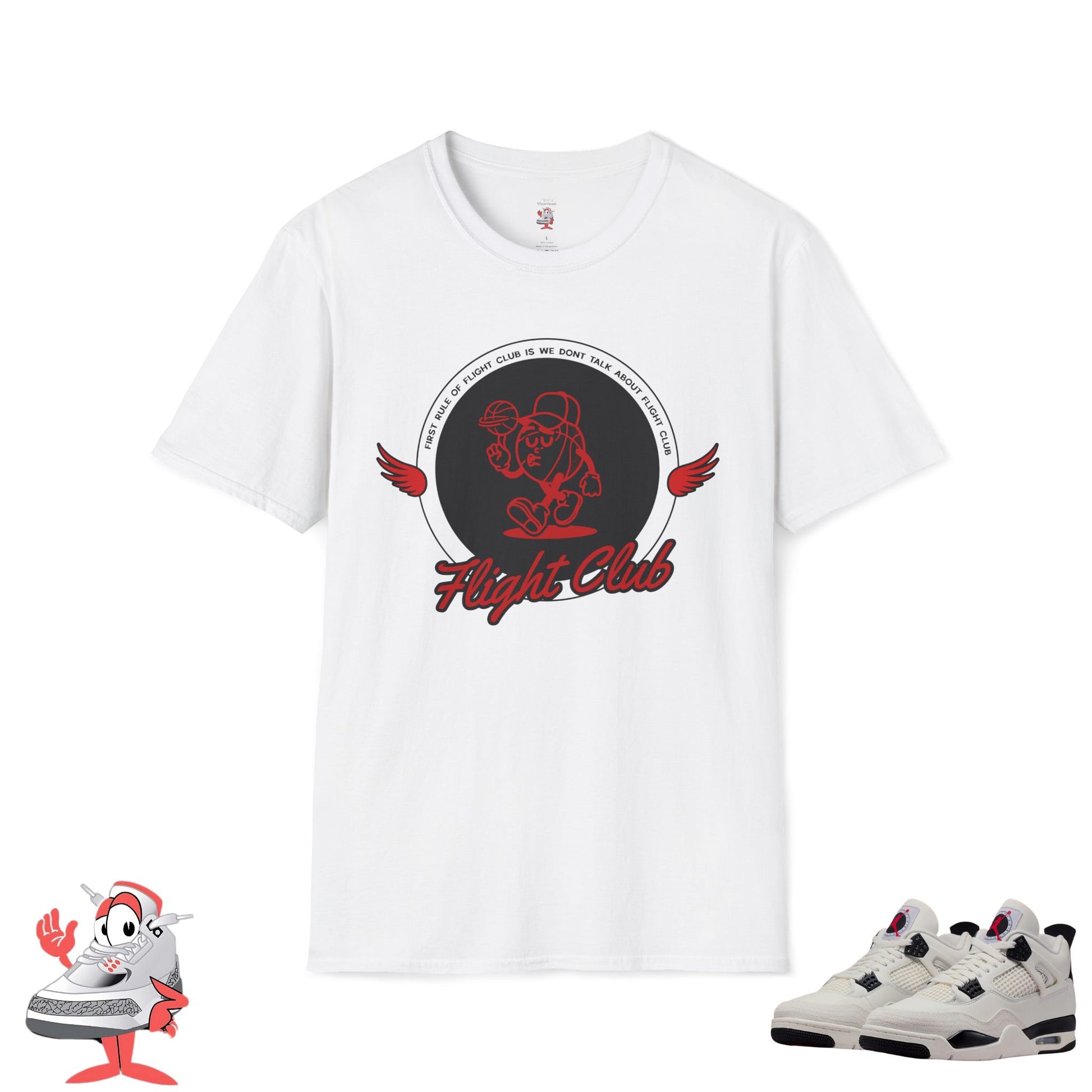 Matching Shirt For Air Jordan Retro 4 Flight Club White Black Red Sneaker Match