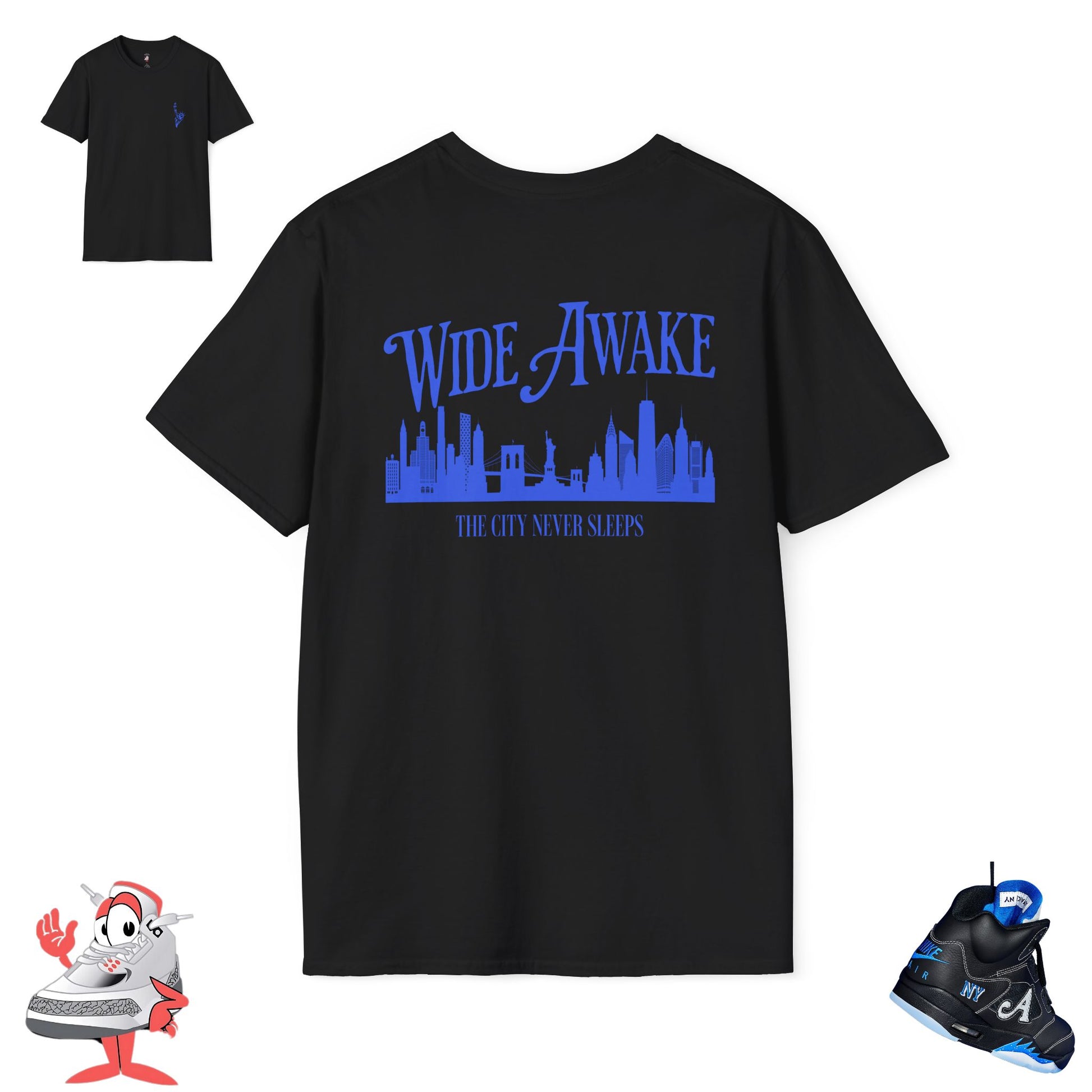 Matching Shirt For Awake NY x Air Jordan Retro 5 Black Racer Blue Sneaker Match