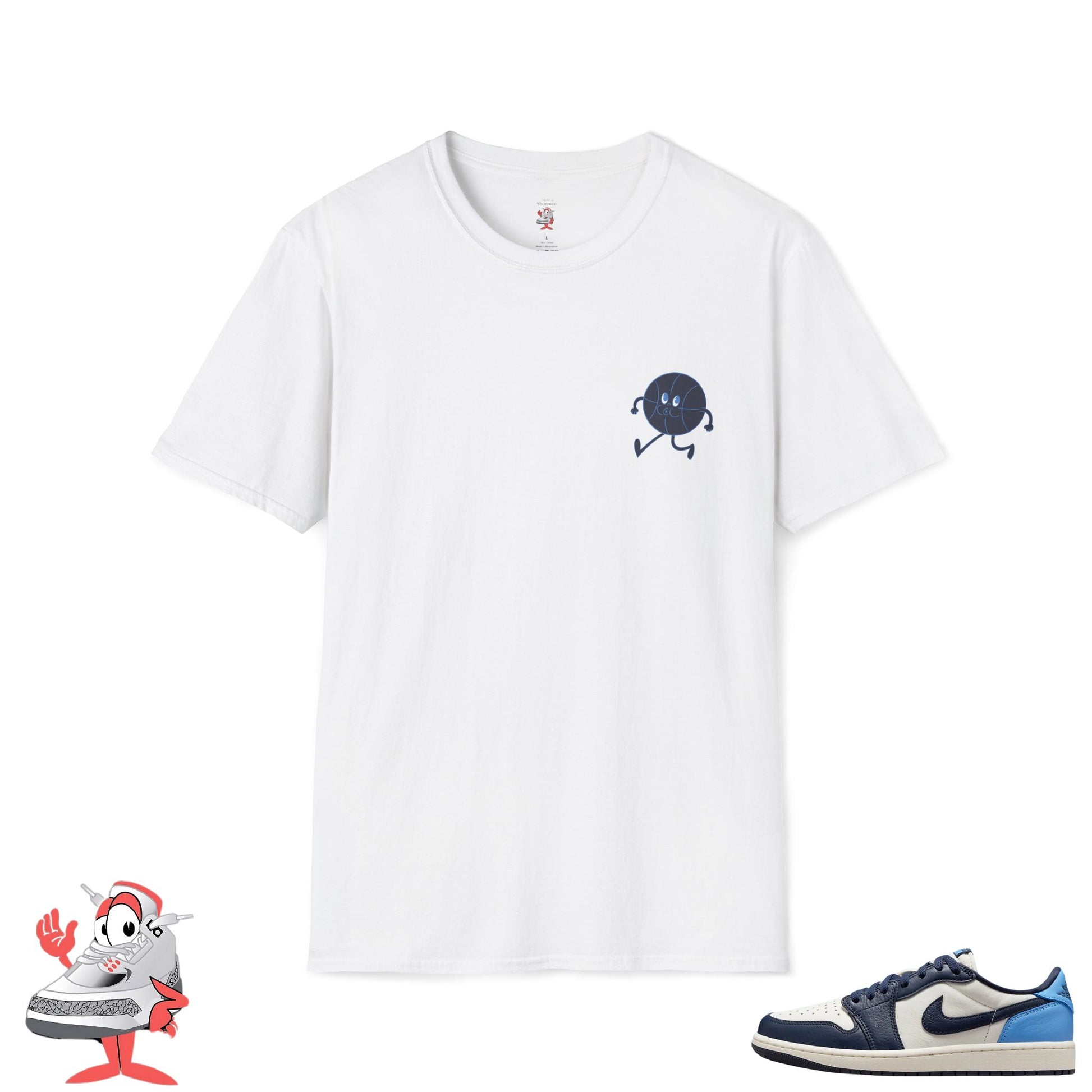 Matching Shirt For Air Jordan Retro 1 Low OG Obsidian White Navy Carolina Blue