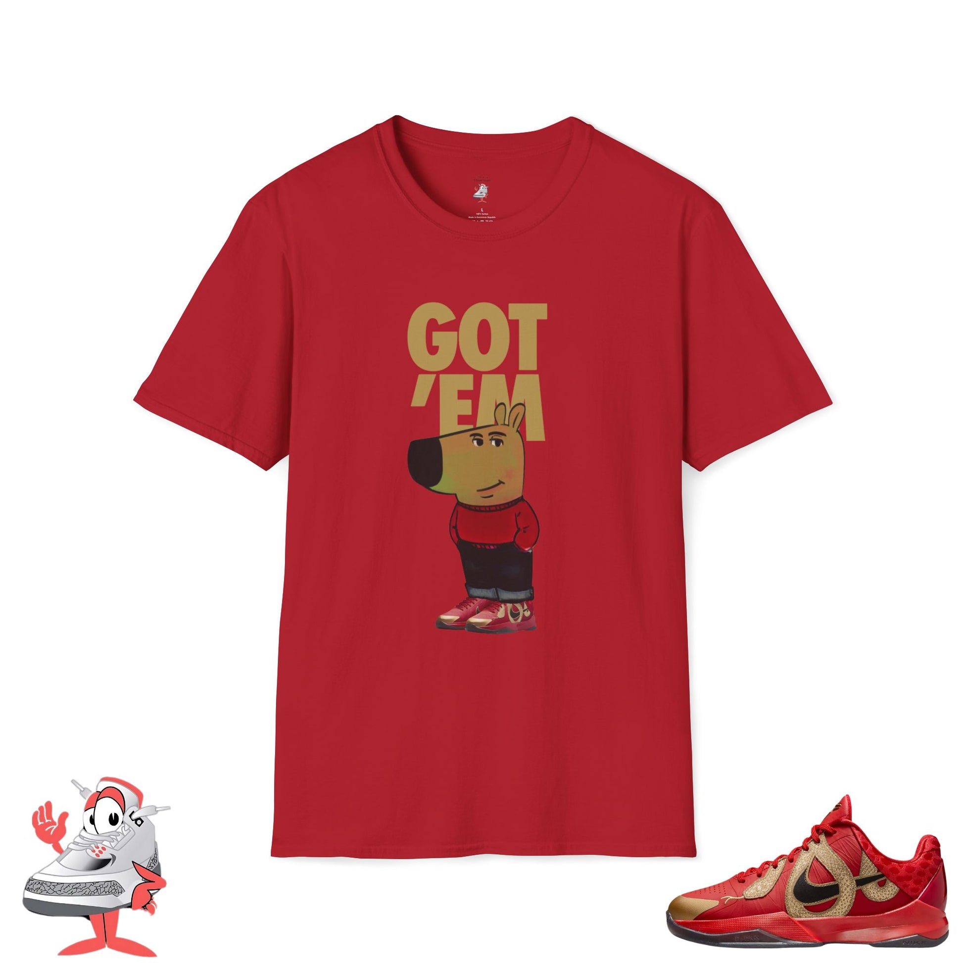 Matching Shirt For Kobe V Prototype Year Of Mamba Snake Red Gold Chill Guy Tee