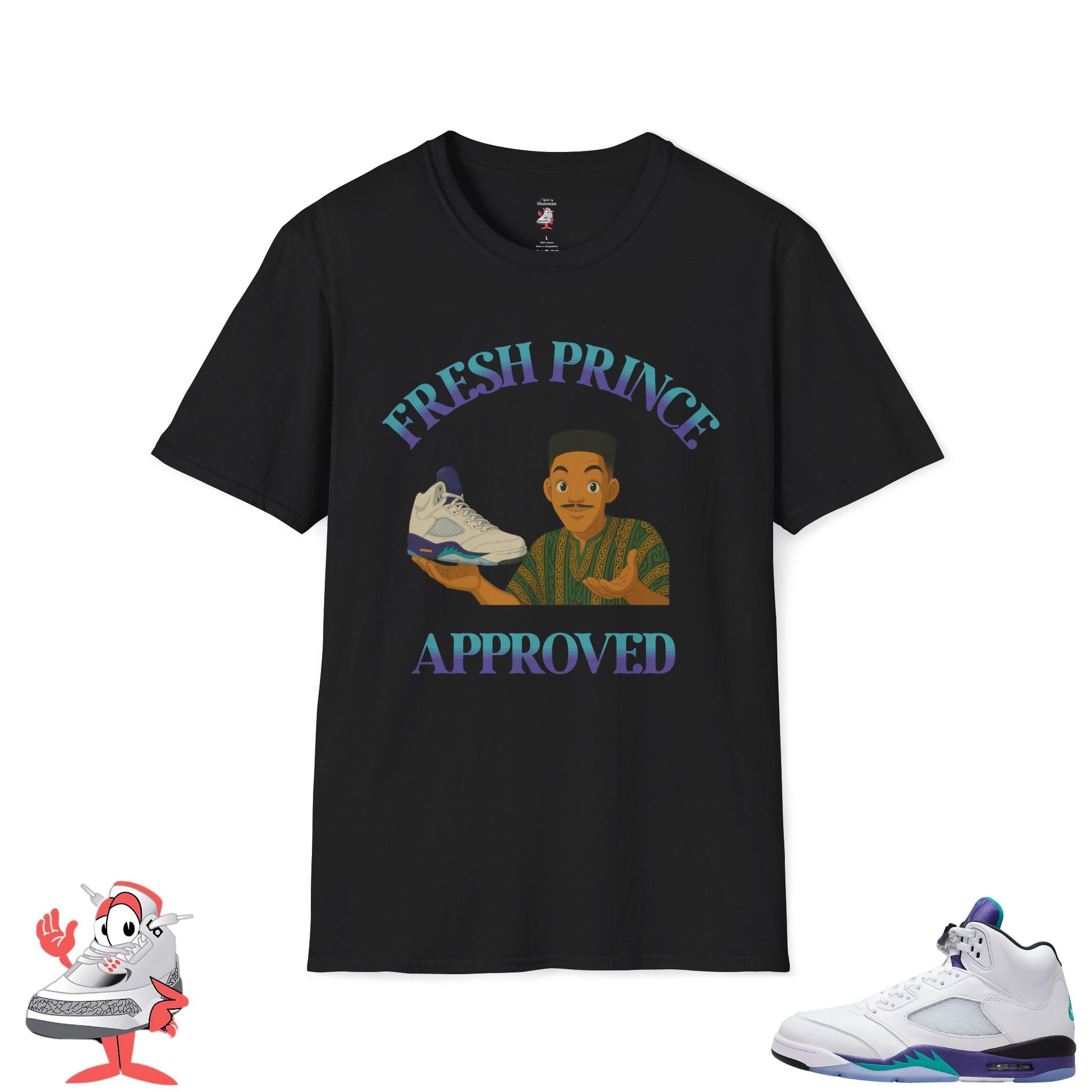 Matching Shirt For Air Jordan Retro 5 Grape Sneaker Match Tee Fresh Prince V Tee
