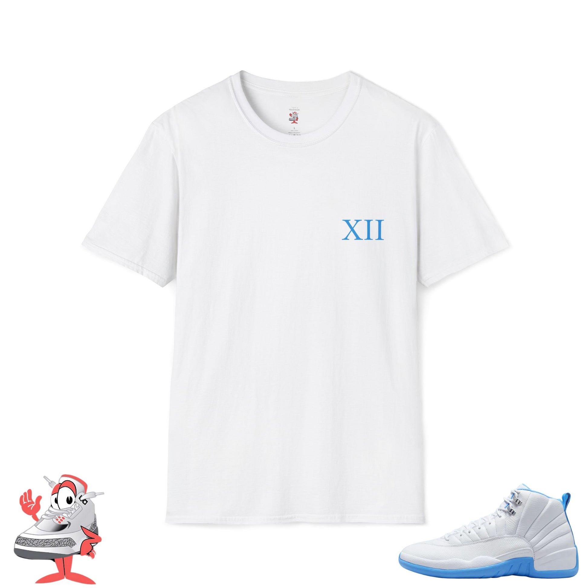 Matching Shirt For Air Jordan Retro 12 Melo White University Blue Sneaker Match