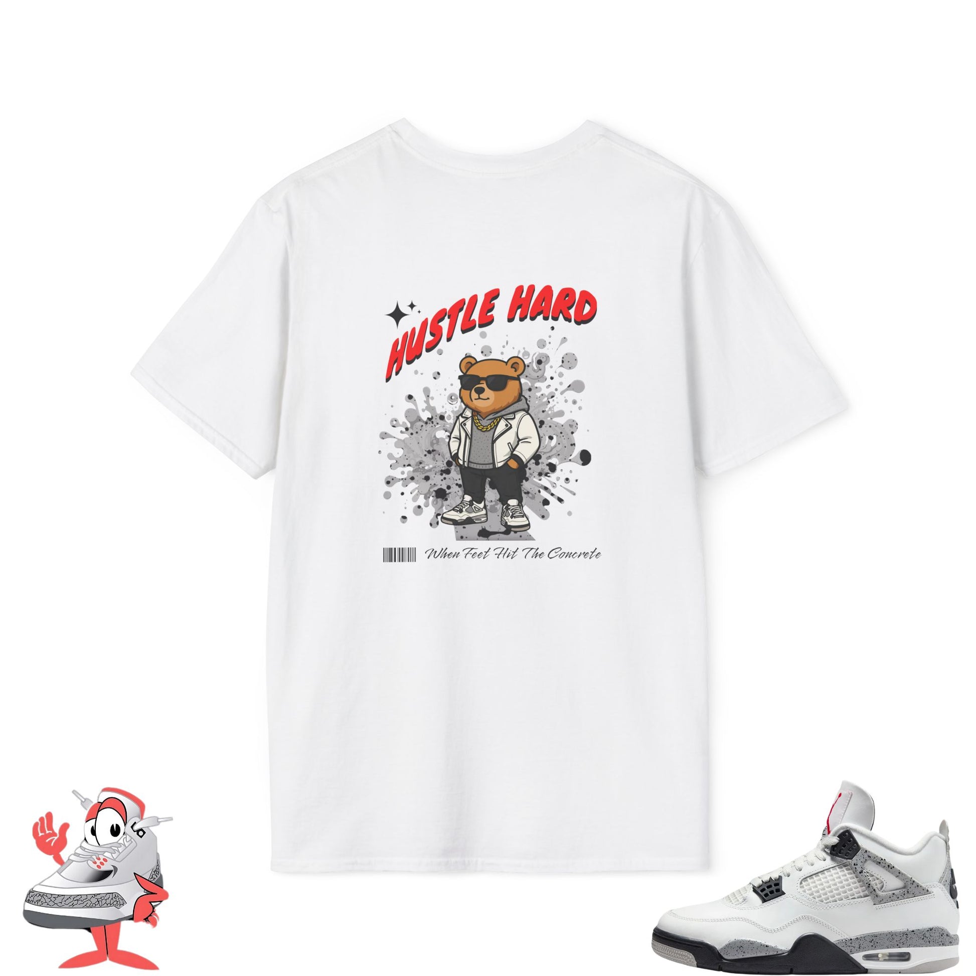 Matching Shirt For Air Jordan Retro 4 White Cement OG IV Tee Vintage Nike Hustle