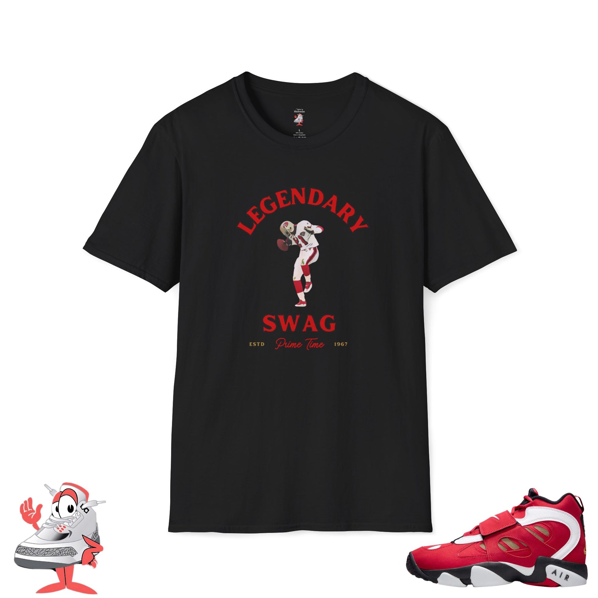 Legendary Swag T-Shirt Matches Nike Air Diamond Turf Prime Red 49ers Tee Deion
