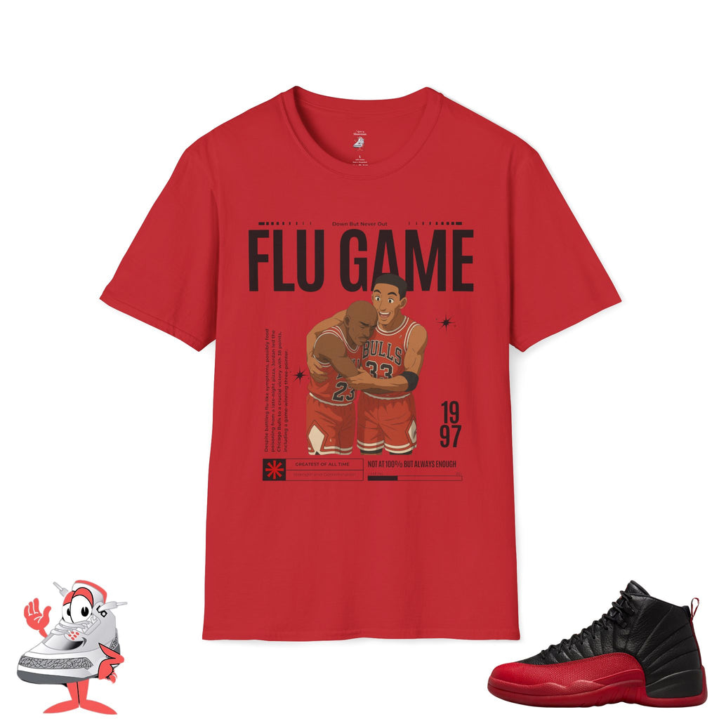 Air Jordan Retro 12 Flu Game Matching Shirt Black And Red T-Shirt Sneaker Match
