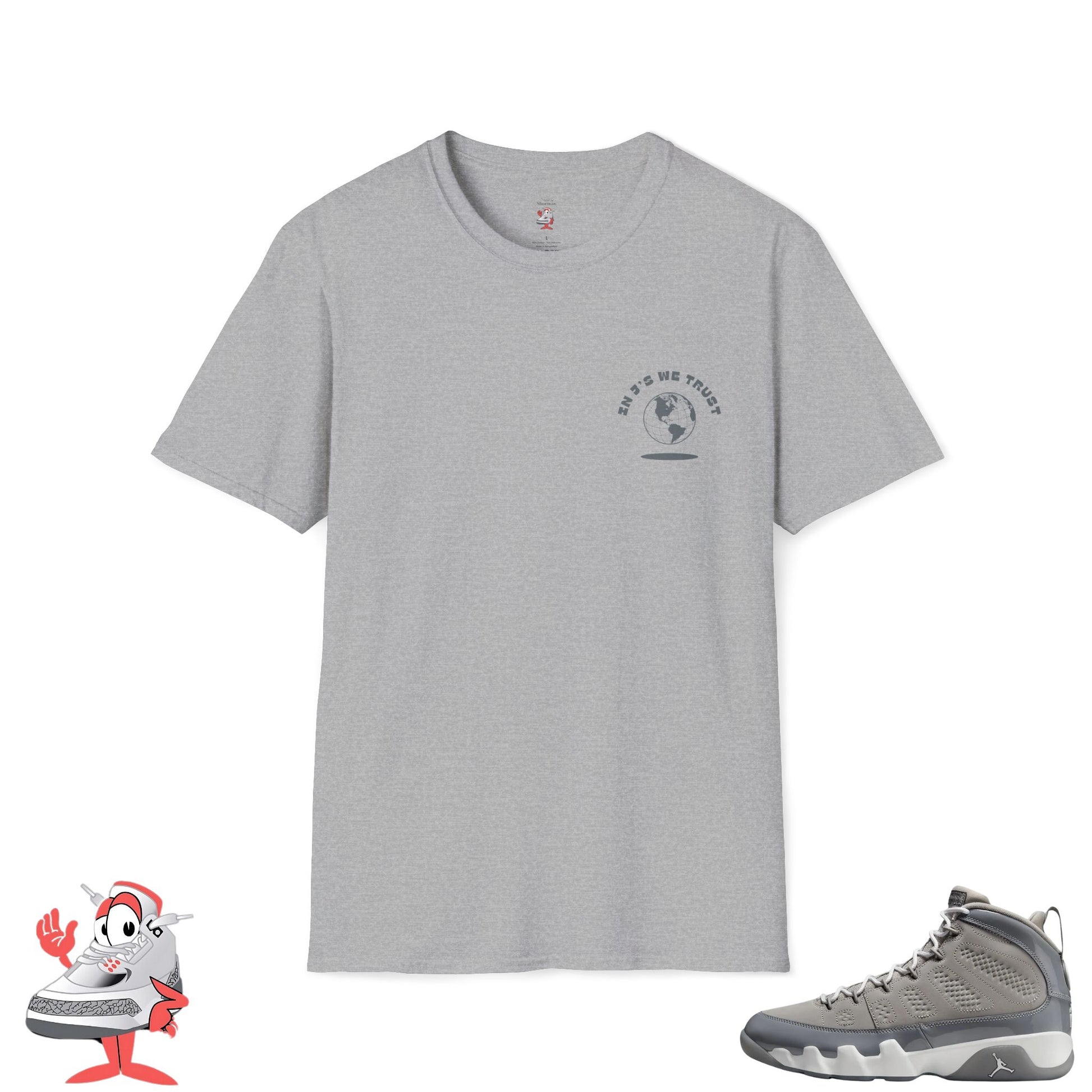 Matching Shirt for Air Jordan Retro 9 Cool Grey In Js We Trust T-Shirt Gray IX