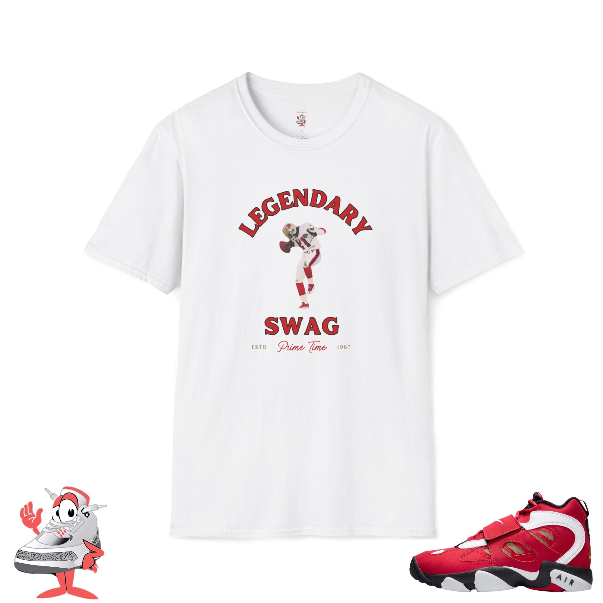 Legendary Swag T-Shirt Matches Nike Air Diamond Turf Prime Red 49ers Tee Deion
