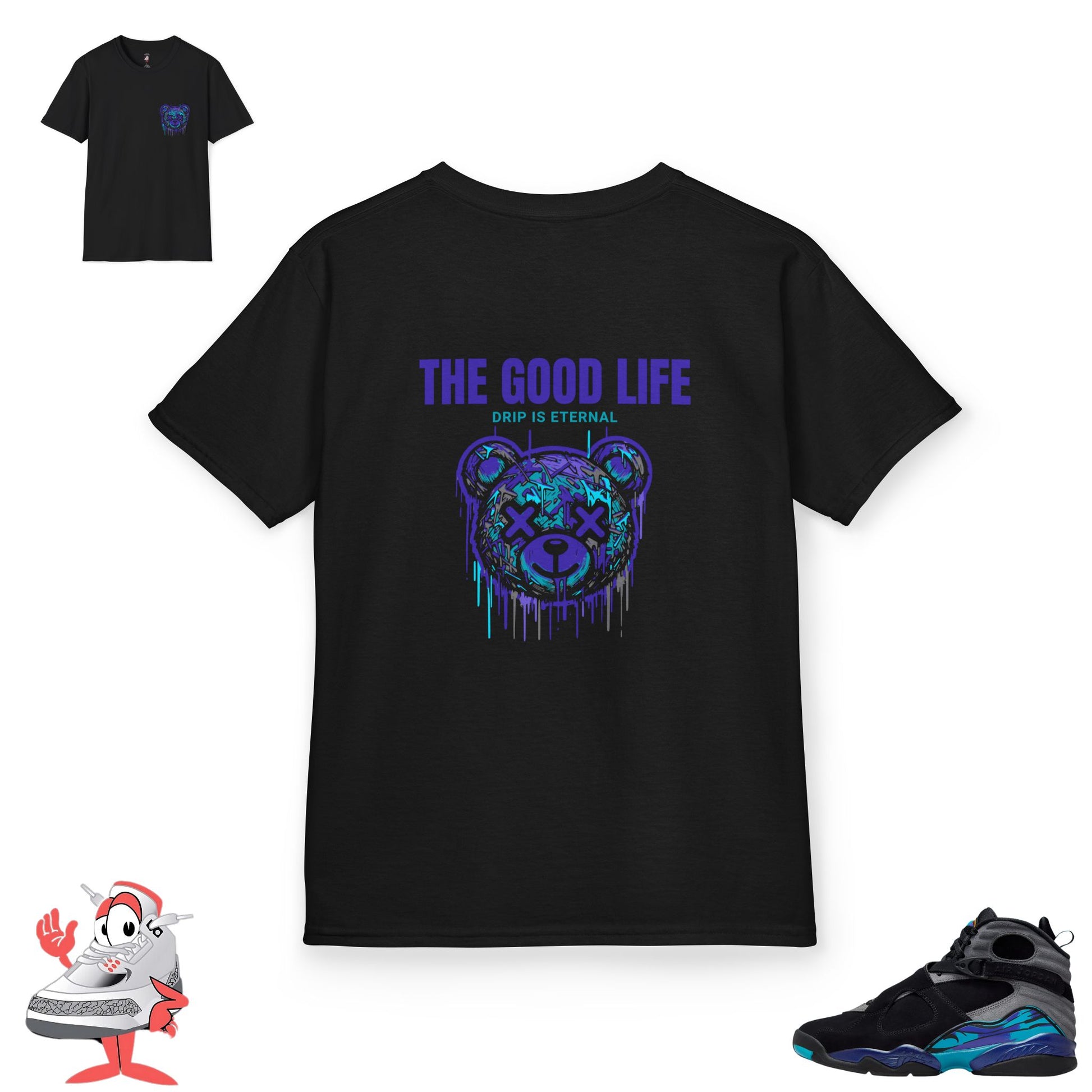 Kids Matching Shirt Nike Air Jordan Retro 8 Aqua Black Purple Sneaker Match Tee