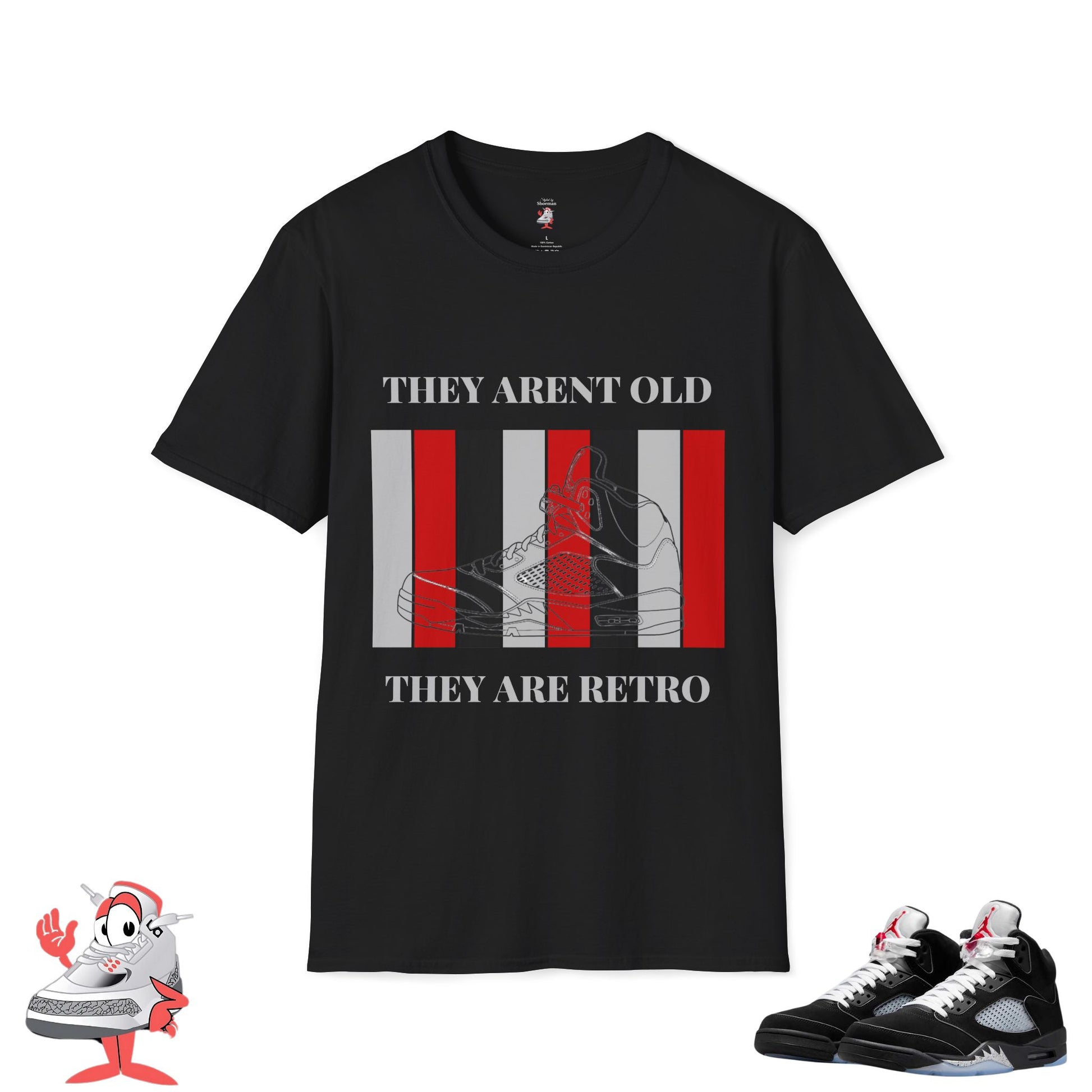 Air Jordan Retro 5 Reimagined Black Metallic Silver Matching T-Shirt Vintage