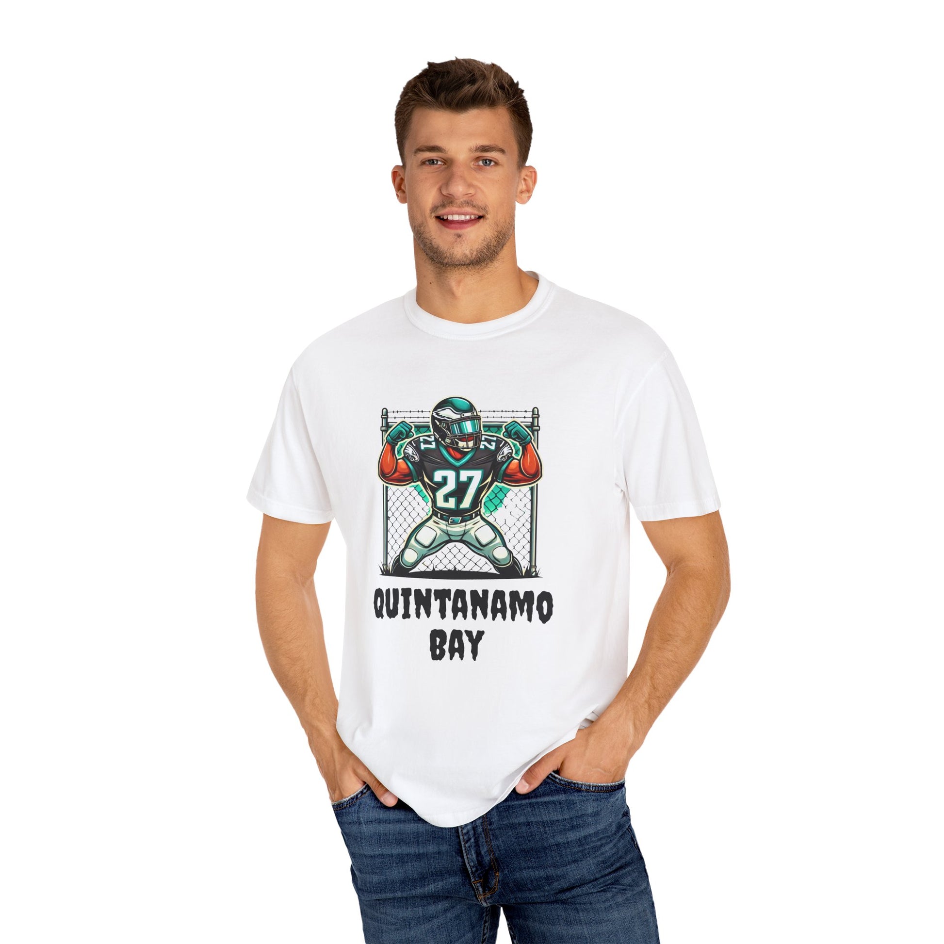 Quintanamo Bay Football Graphic T-Shirt NFL Philadelphia Eagles Quinyon Mitchell