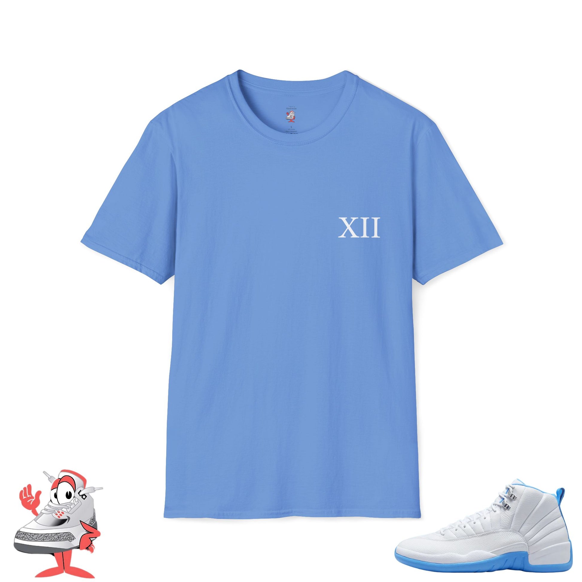 Matching Shirt For Air Jordan Retro 12 Melo White University Blue Sneaker Match