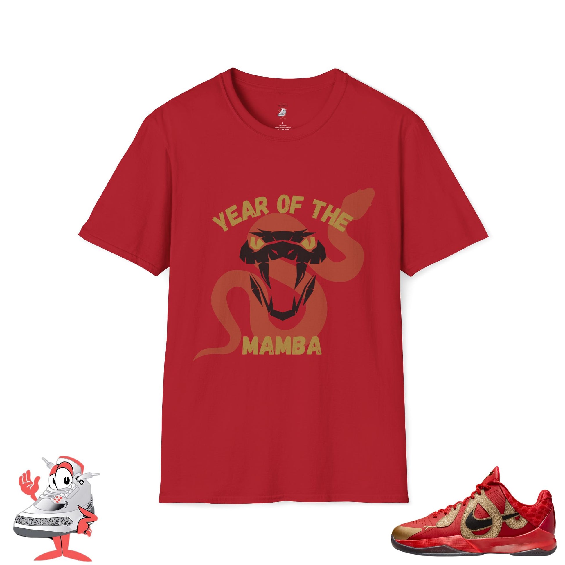 Matching Shirt For Kobe V Proto Year Of Mamba Snake Red Gold Unisex Tee Sneaker