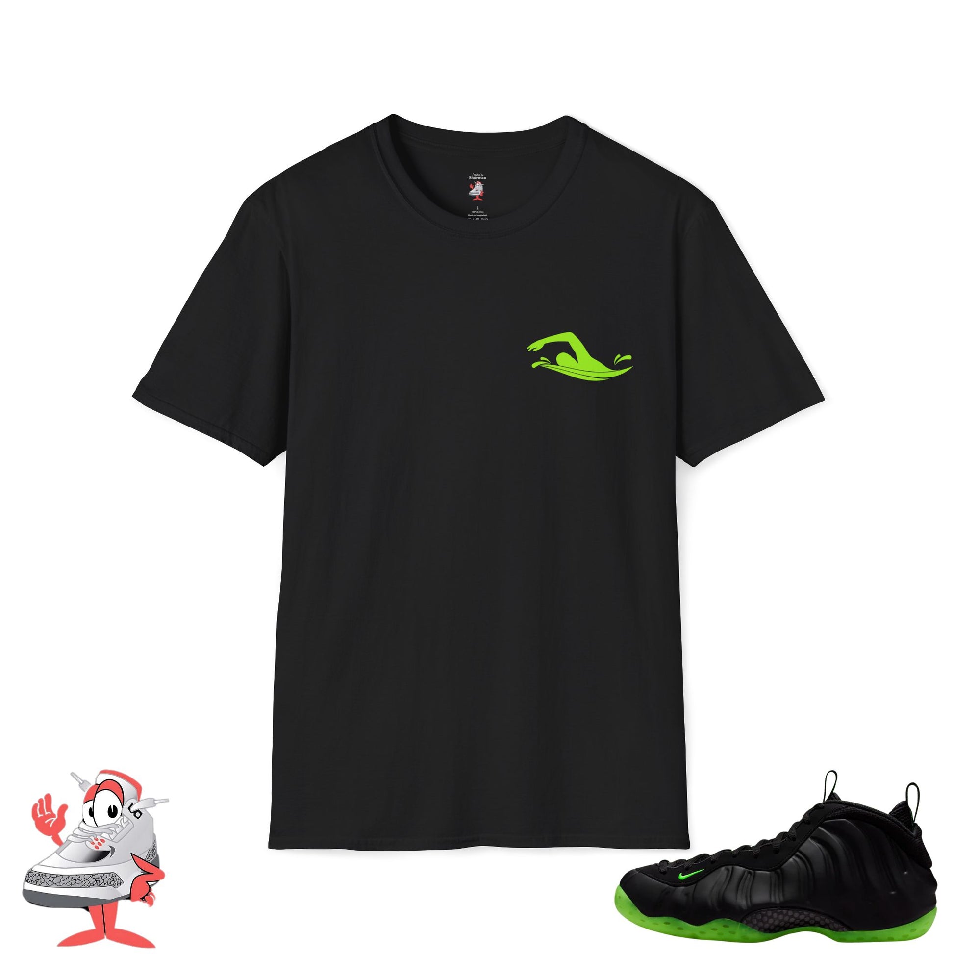 Nike Air Foamposite One Black Volt Green Matching Shirt Drip Or Drown Swim Club