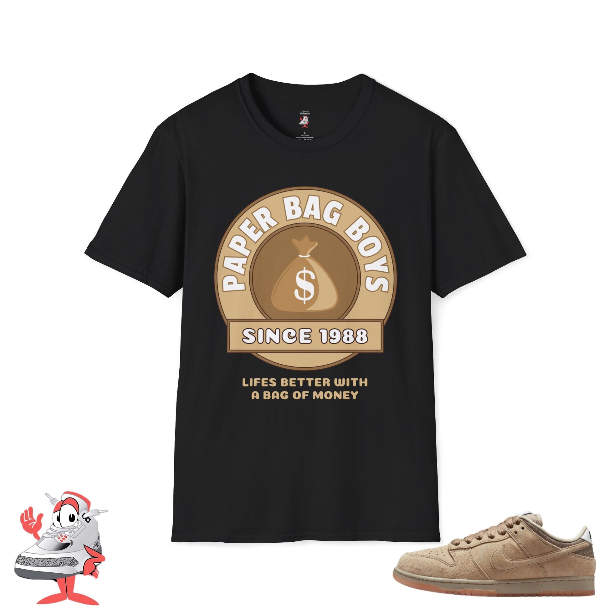 Paper Bag Boys T-Shirt Match for Nike SB Dunk Low Parachute Beige