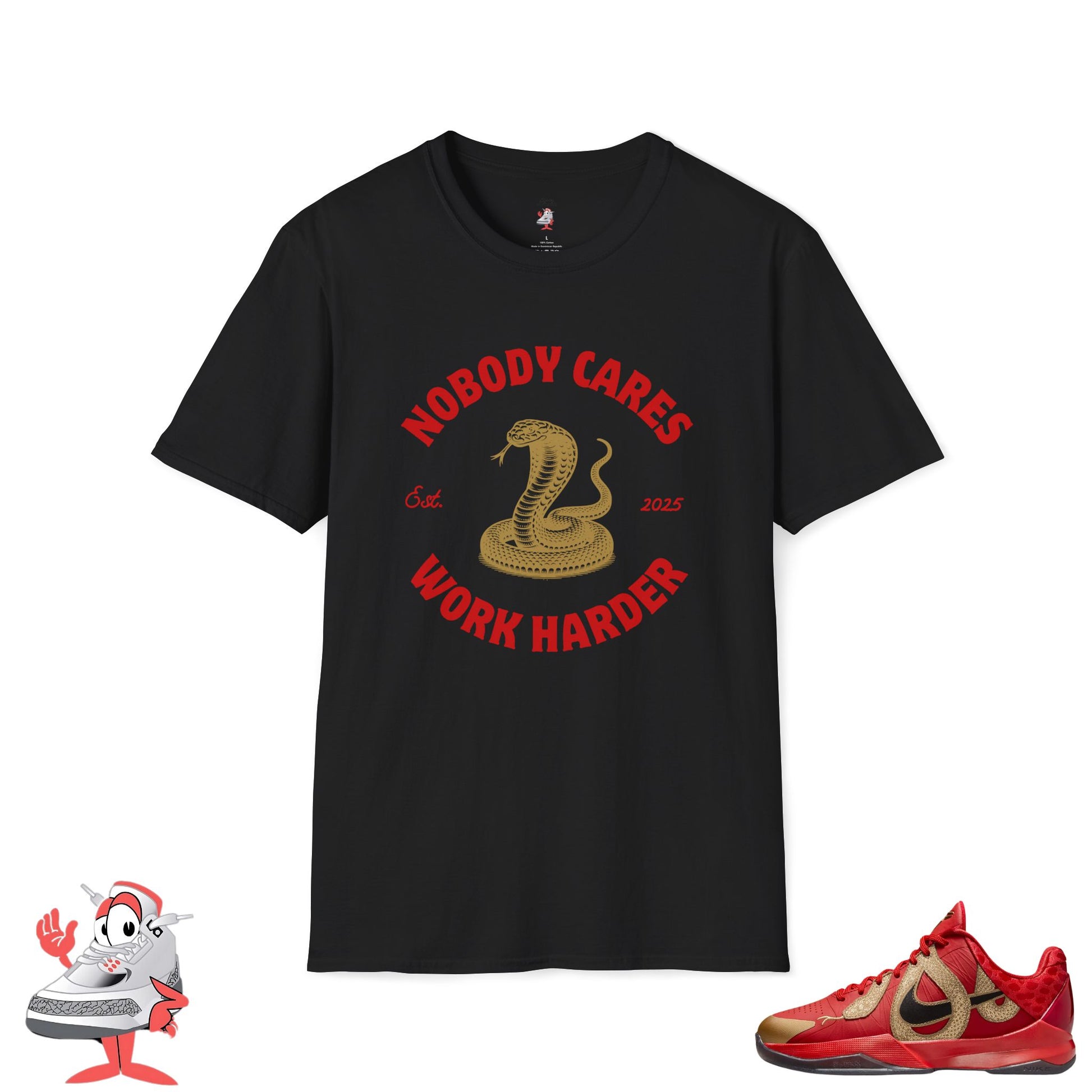 Matching Shirt For Kobe V Proto Year Of Mamba Snake Red Gold Word Harder Sneaker