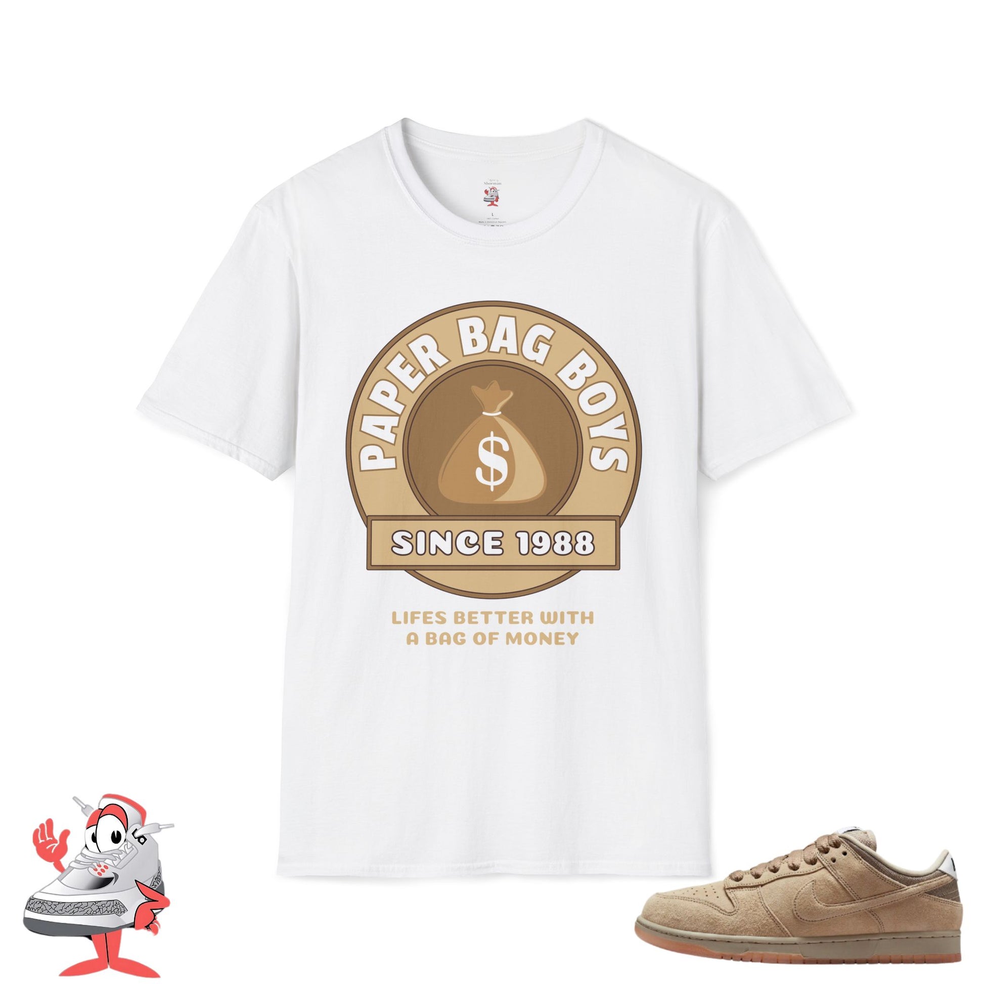 Paper Bag Boys T-Shirt Match for Nike SB Dunk Low Parachute Beige