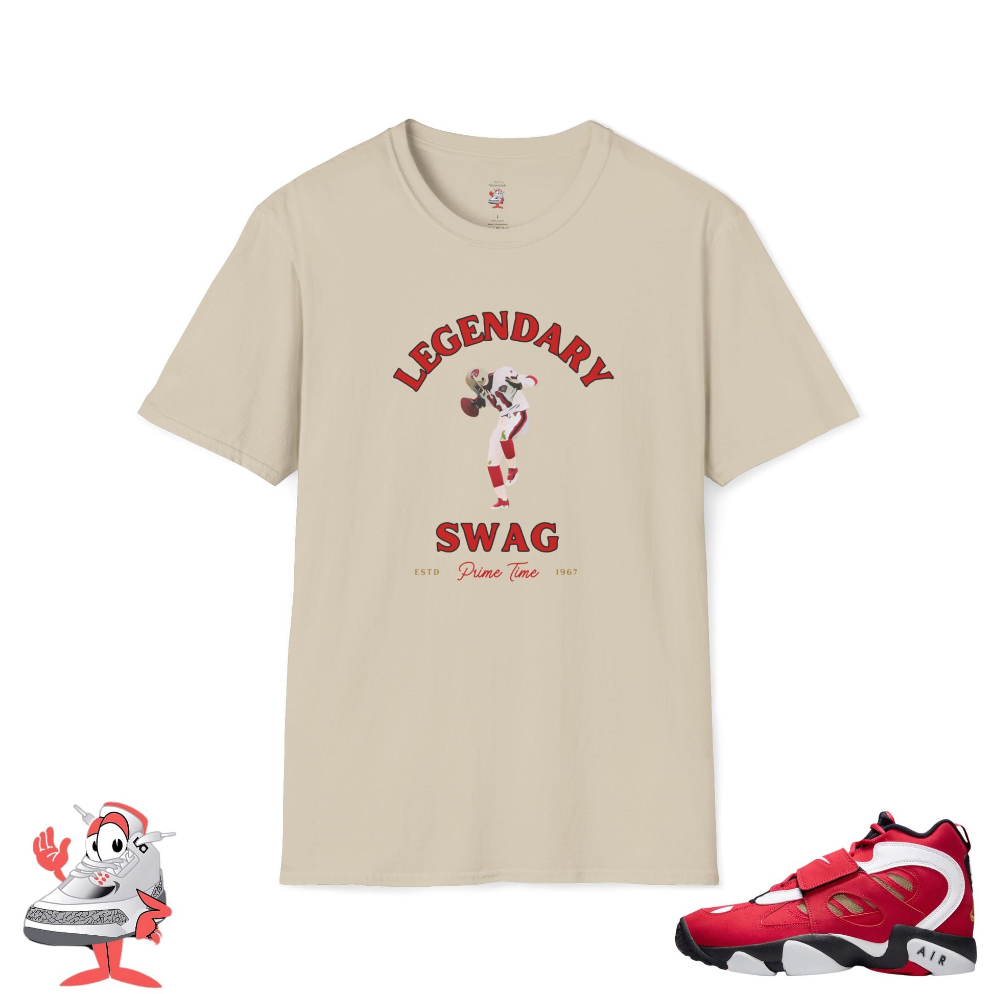 Legendary Swag T-Shirt Matches Nike Air Diamond Turf Prime Red 49ers Tee Deion