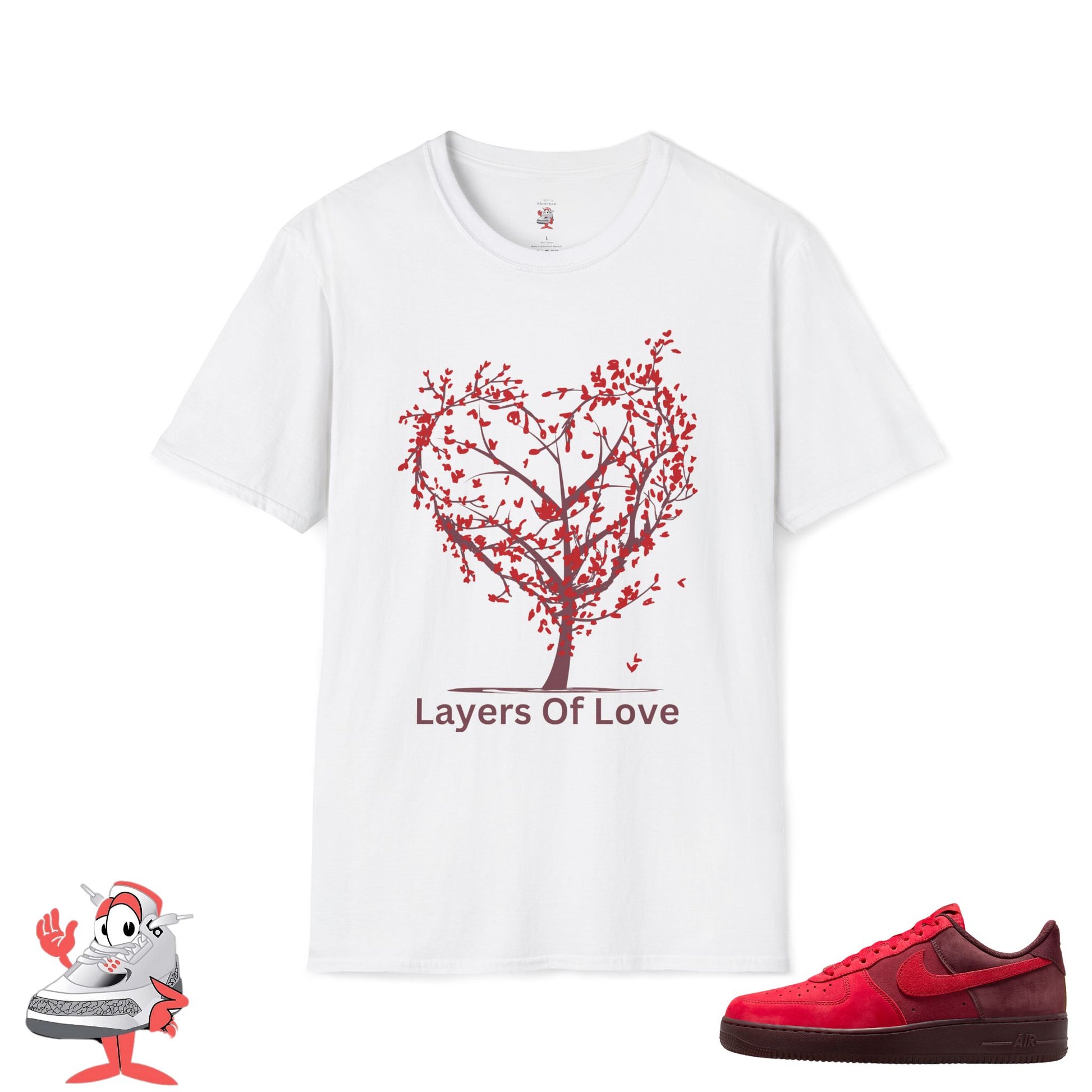 Nike Air Force One Layers Of Love Matching Shirt Valentines Day Heart Tee Red