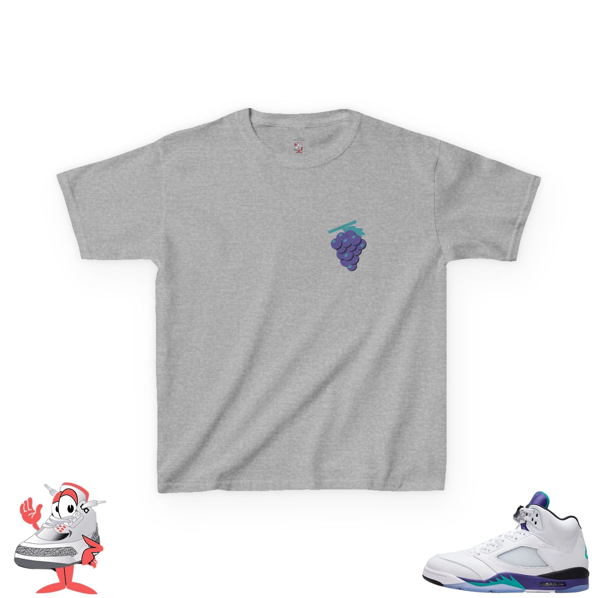Kids Matching Shirt For Air Jordan Retro 5 Grape Sneaker Match Tee 90s Youth