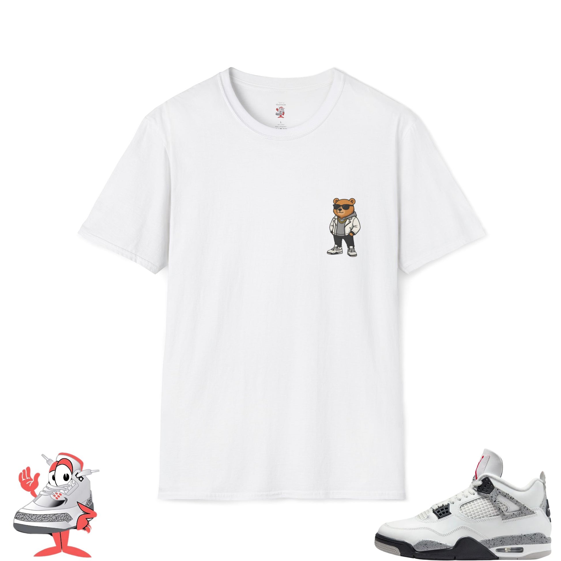 Matching Shirt For Air Jordan Retro 4 White Cement OG IV Tee Vintage Nike Hustle