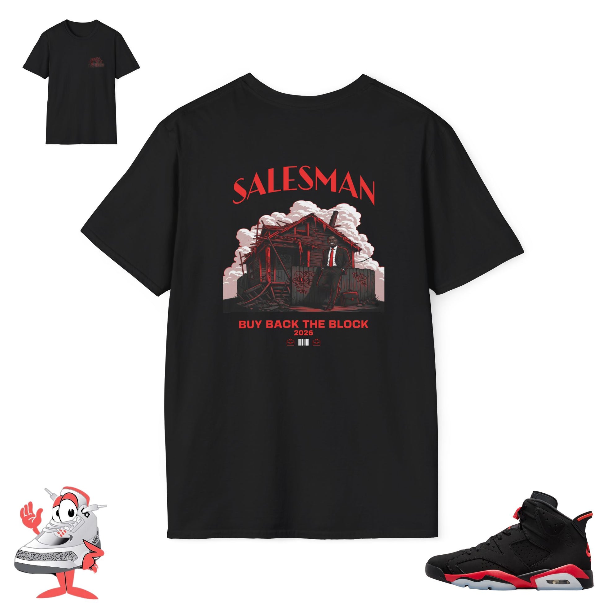 Matching Shirt For Air Jordan Retro 6 Reverse Infrared Salesman VI Sneaker Match Tee