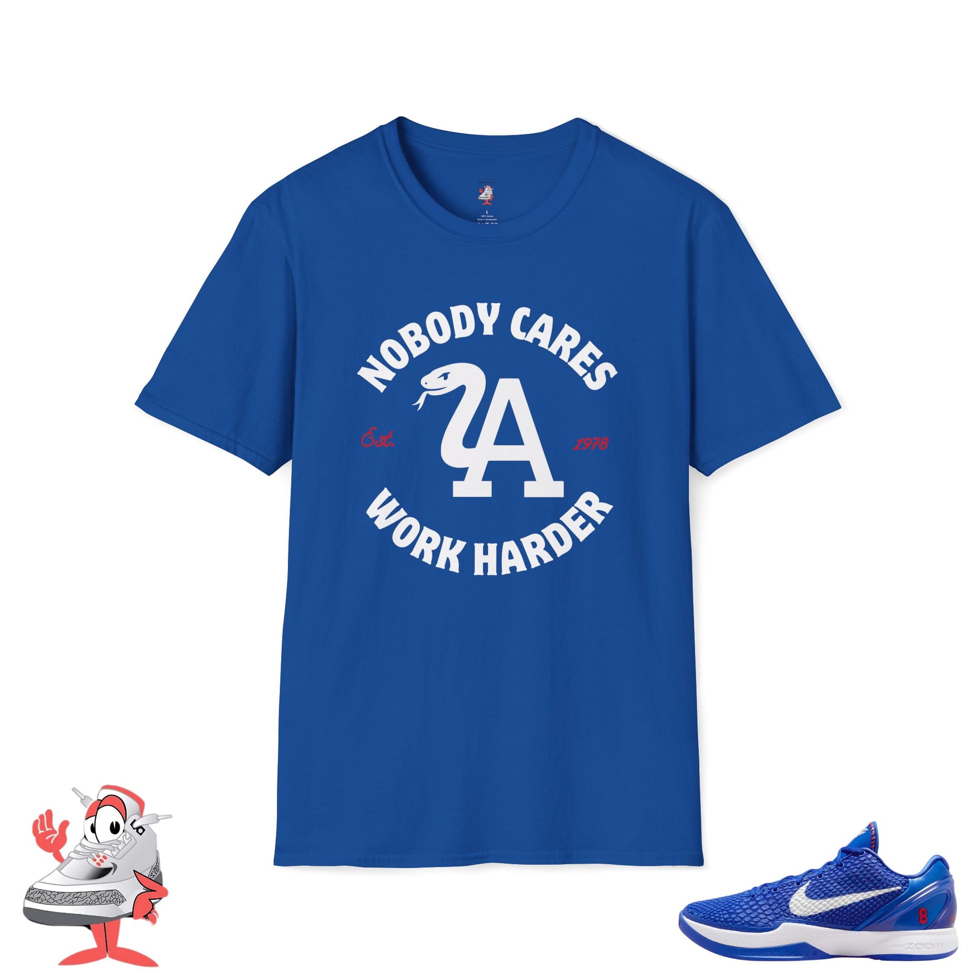 Matching Shirt For Nike Kobe 6 Proto Dodgers Blue White Unisex Tee LA Mamba Tee